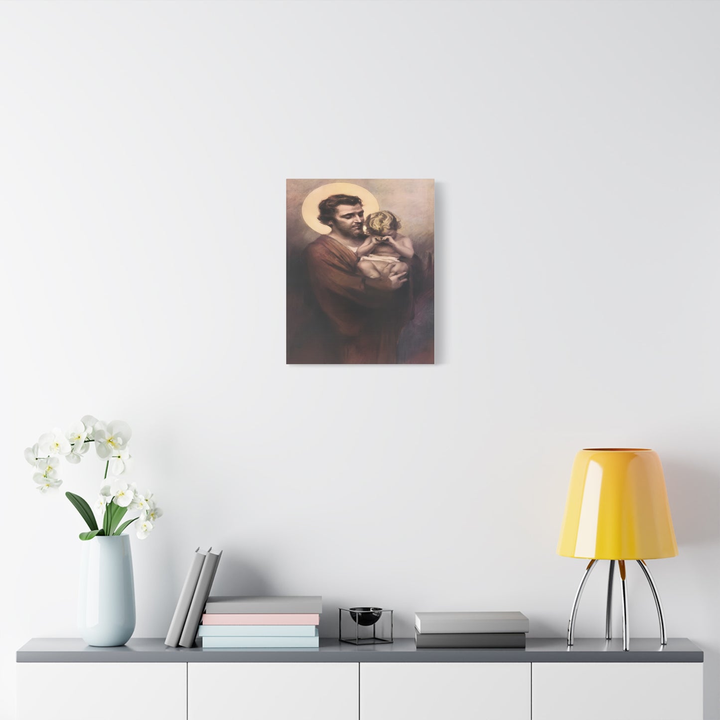 St. Joseph & Child Jesus Crying - Chambers - Catholic Canvas Wall Art, Christian Decor