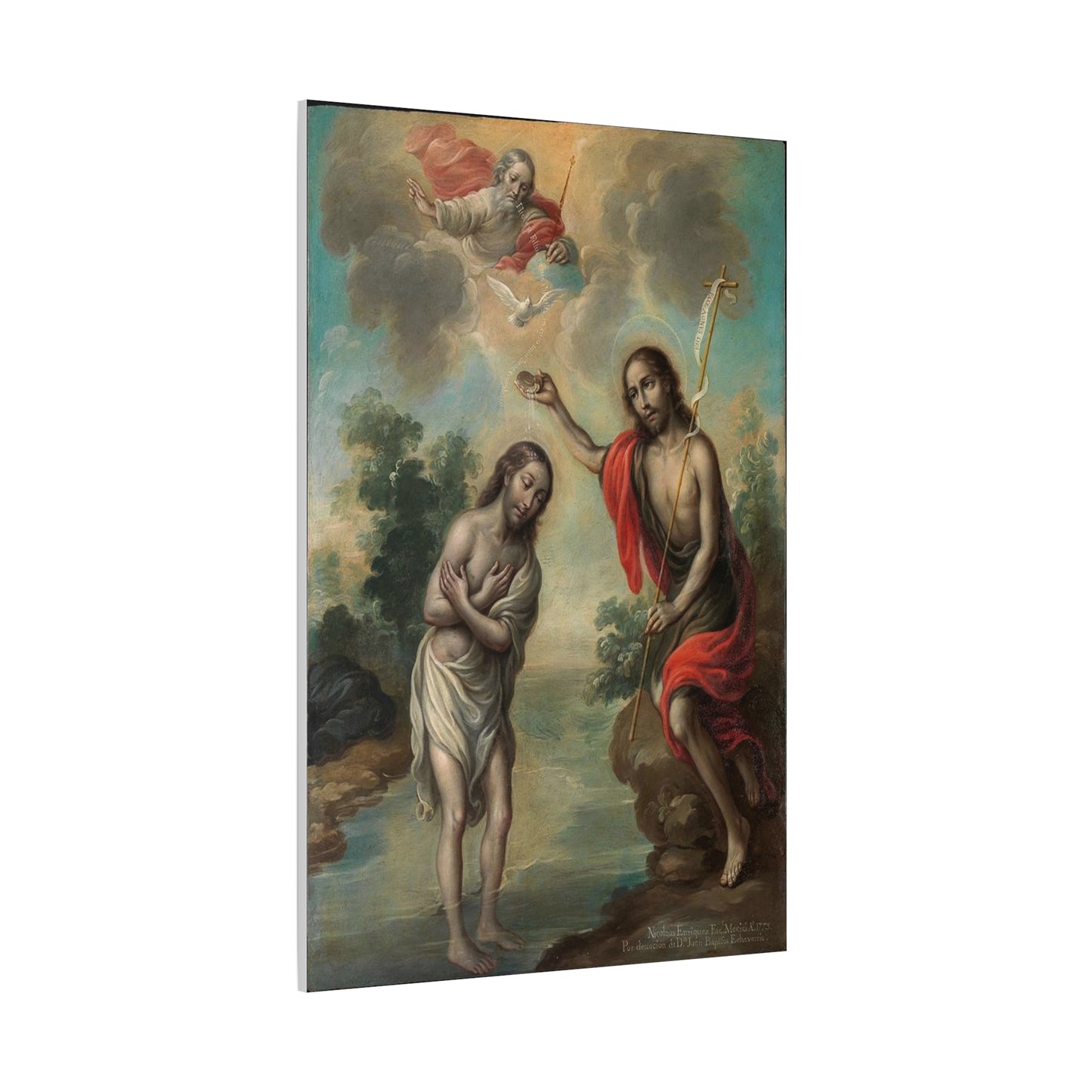 The Baptism of Christ Jesus Catholic HQ Print on Canvas Ready To Hang - Virgin Mary Canvas