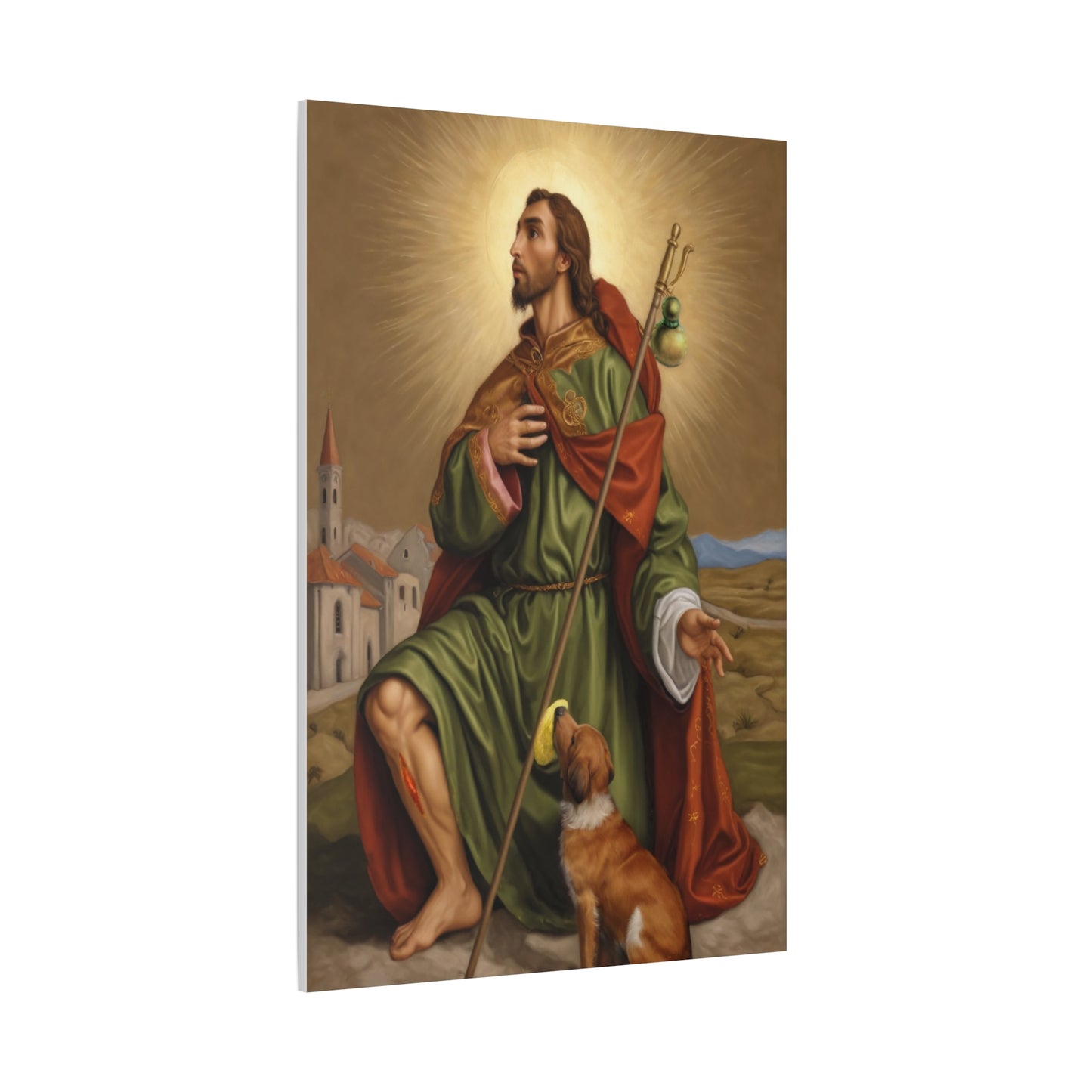 Ready To Hang - St. Roch Rocco Catholic Canvas Wall Art, Christian Decor
