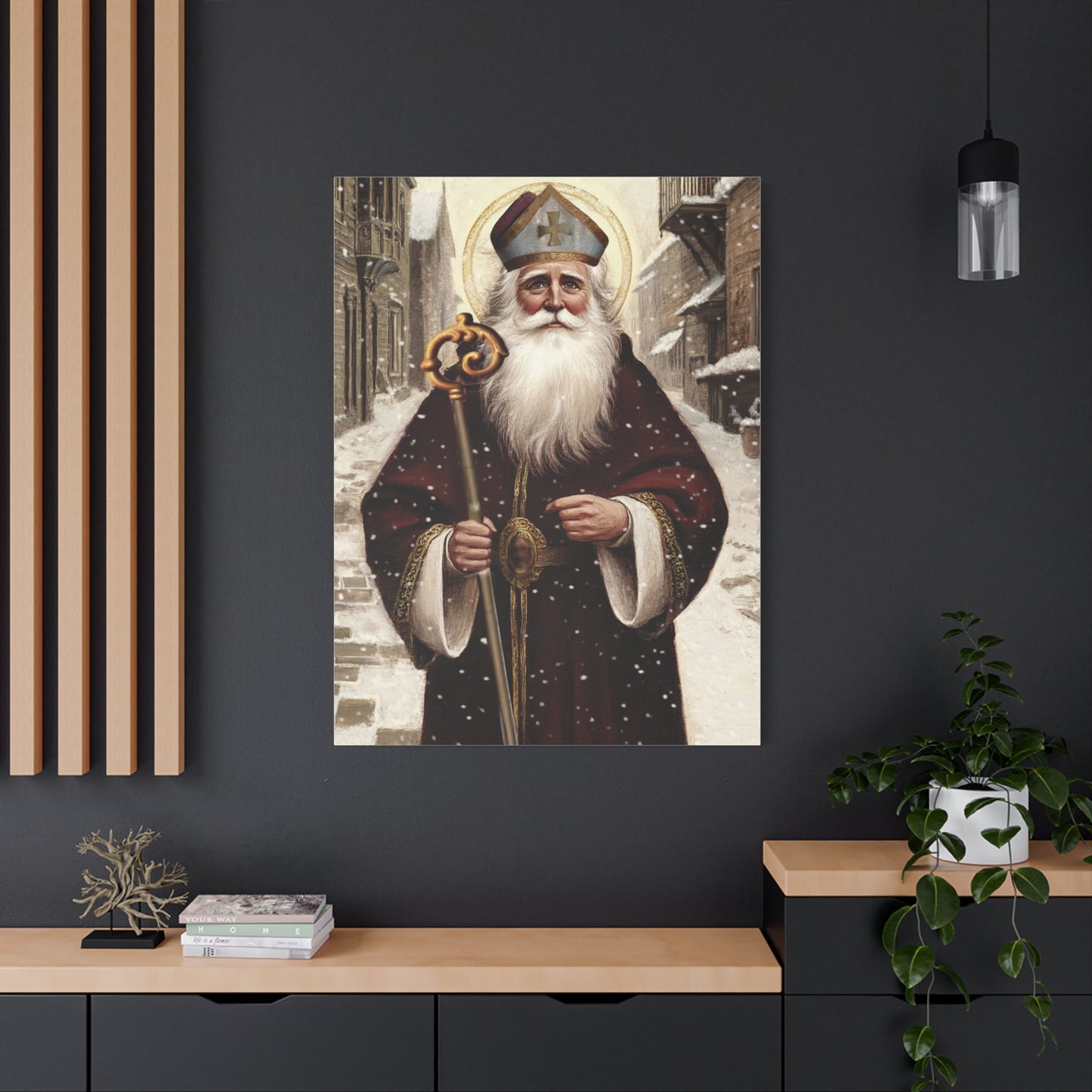 St. Nicholas of Bari Religious Canvas Wall Art, Christian Decor
