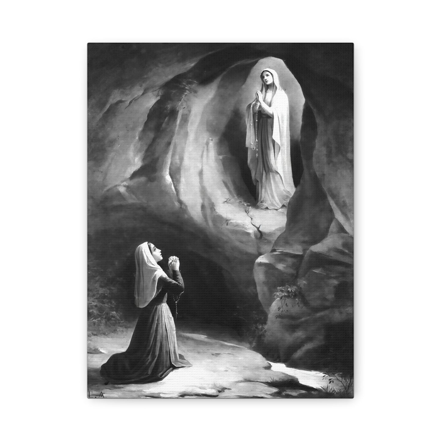 Ready to Hang - Our Lady of Lourdes St. Bernadette Soubirous Catholic Canvas Wall Art, Christian Decor