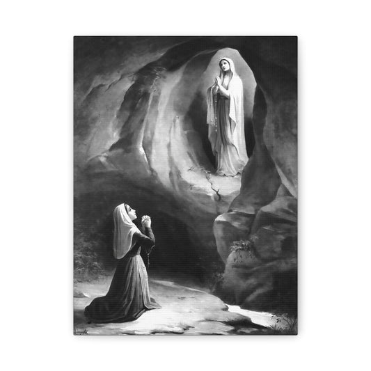 Ready to Hang - Our Lady of Lourdes St. Bernadette Soubirous Catholic Canvas Wall Art, Christian Decor
