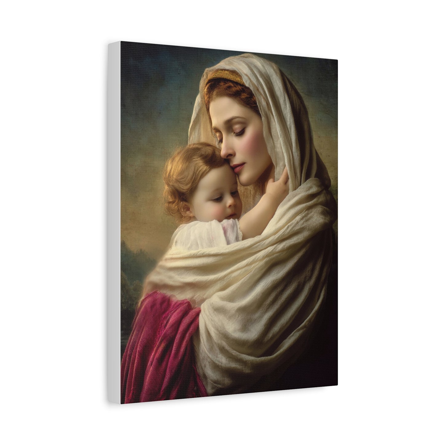 Blessed Mother Mary and Baby Jesus Catholic Canvas Wall Art, Christian Decor