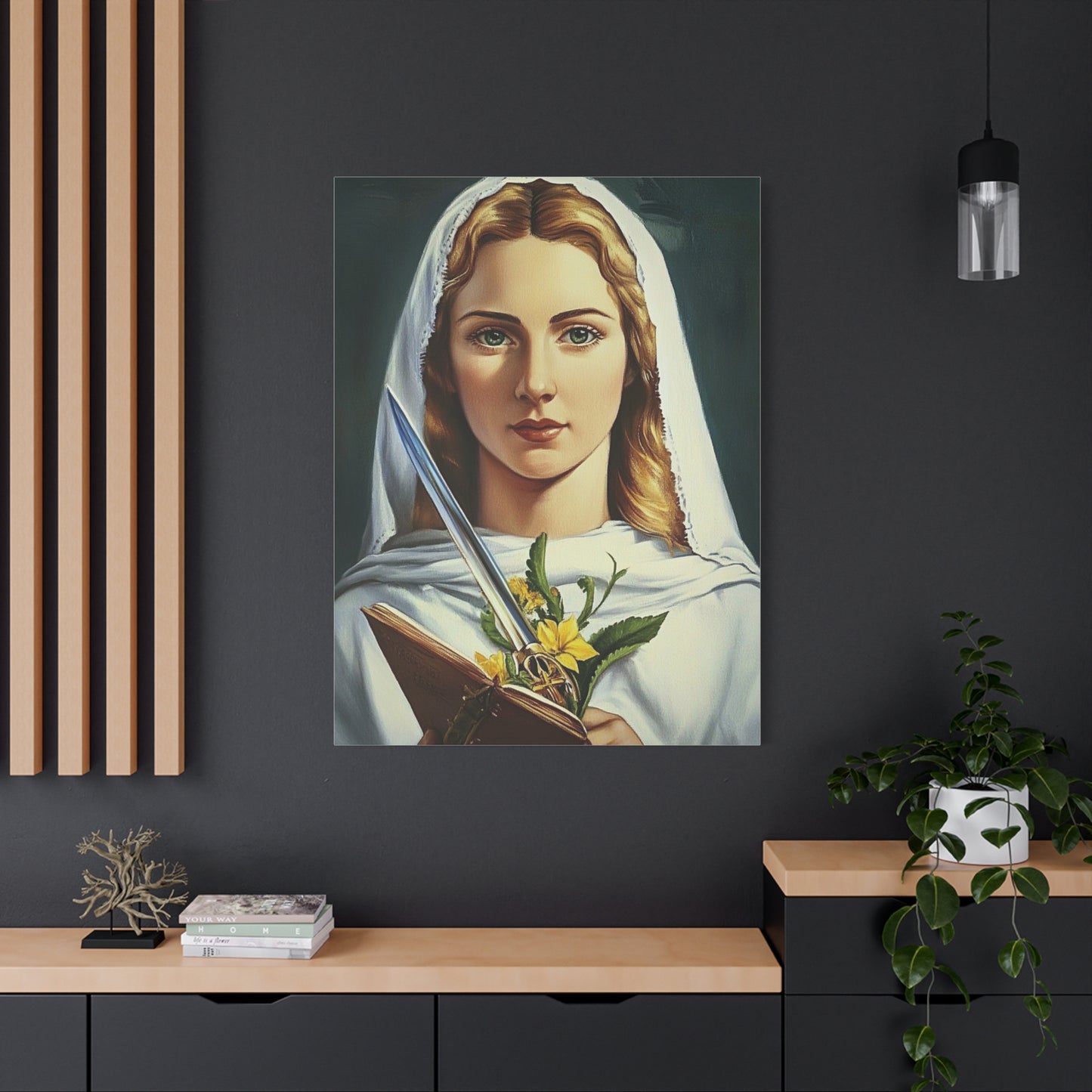 St. Dymphna Catholic Canvas Wall Art, Christian Decor