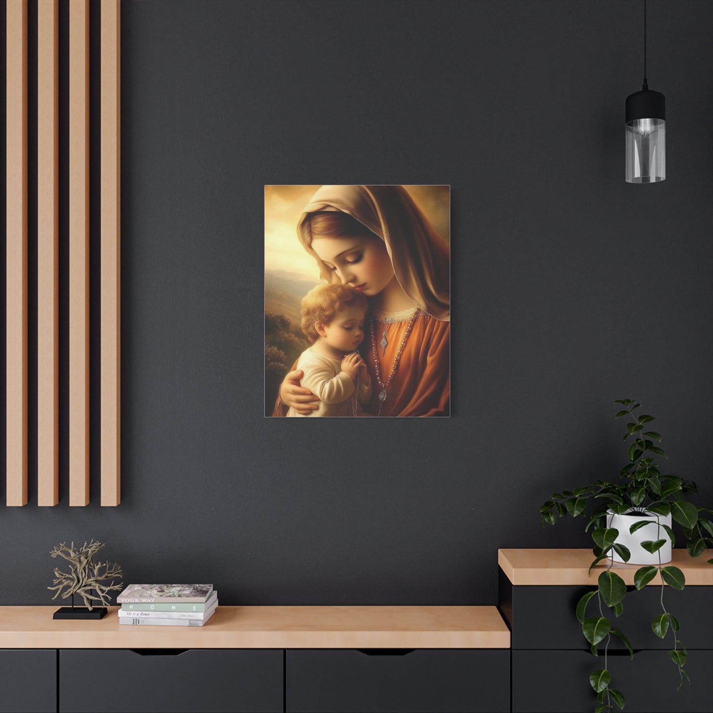 Mother Mary and Baby Jesus Catholic Canvas Wall Art, Christian Decor