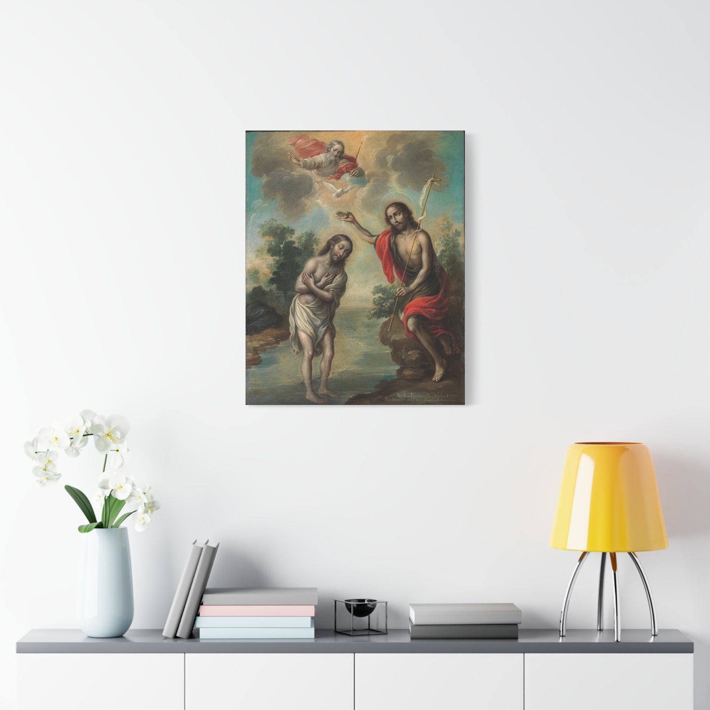 The Baptism of Christ Jesus Catholic HQ Print on Canvas Ready To Hang - Virgin Mary Canvas
