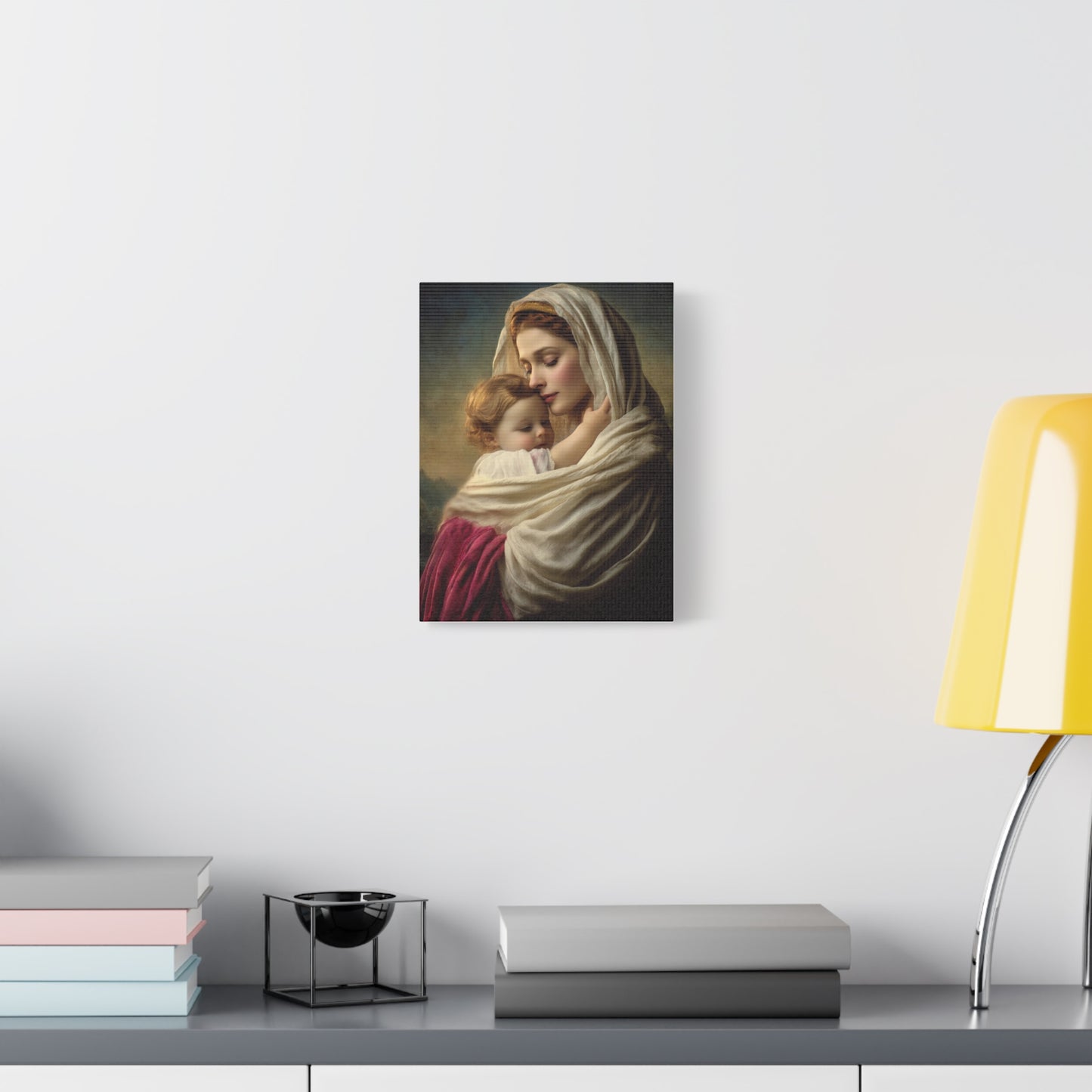 Blessed Mother Mary and Baby Jesus Catholic Canvas Wall Art, Christian Decor