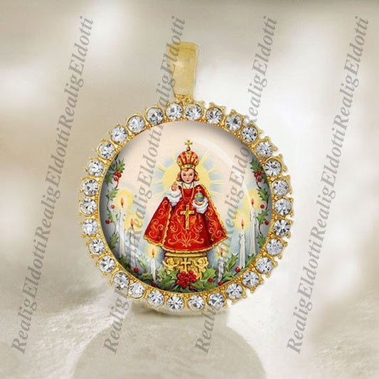 Infant Jesus of Prague - Christian Catholic Medal Pendant / Charm 1'' 25mm Bezel