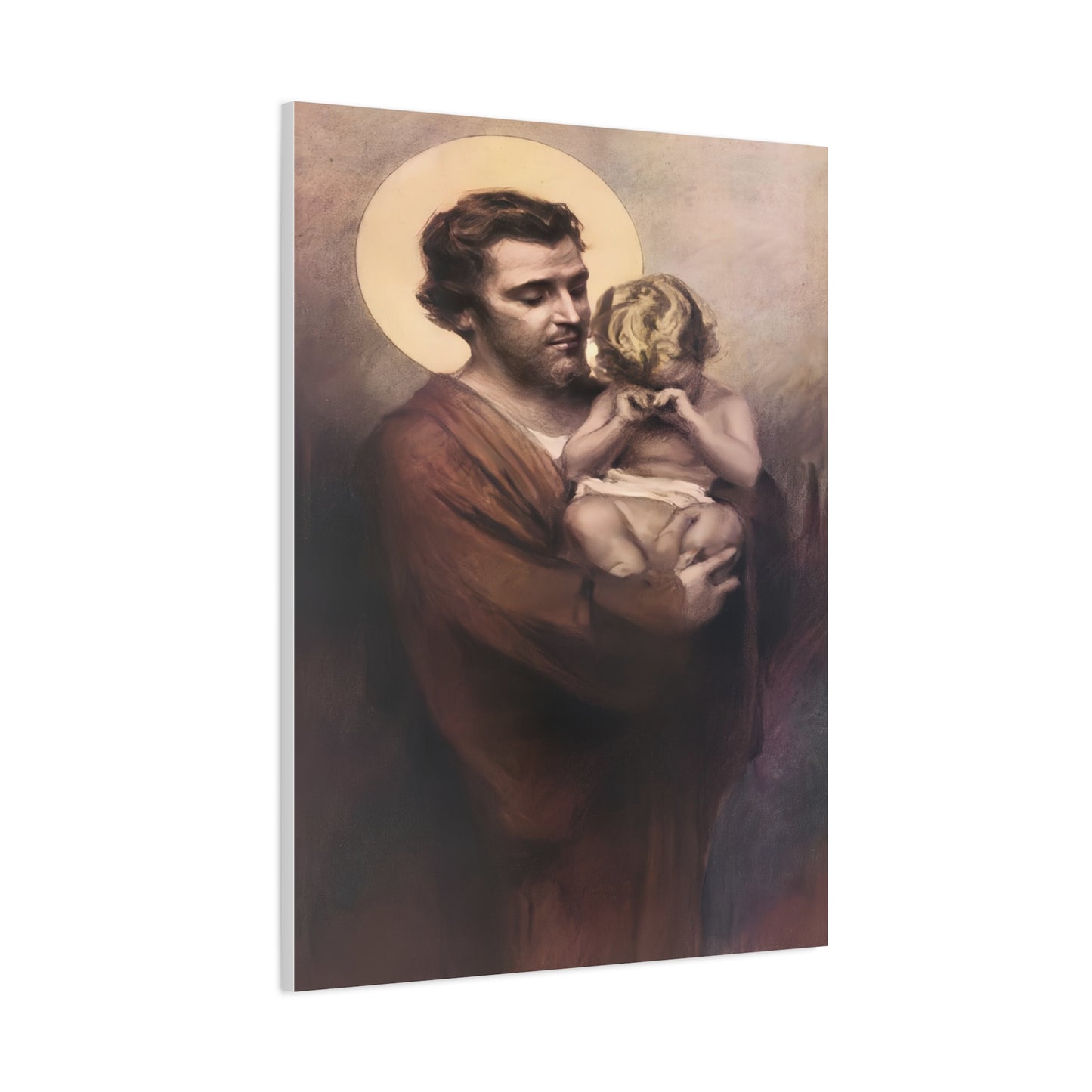 St. Joseph & Child Jesus Crying - Chambers - Catholic Canvas Wall Art, Christian Decor