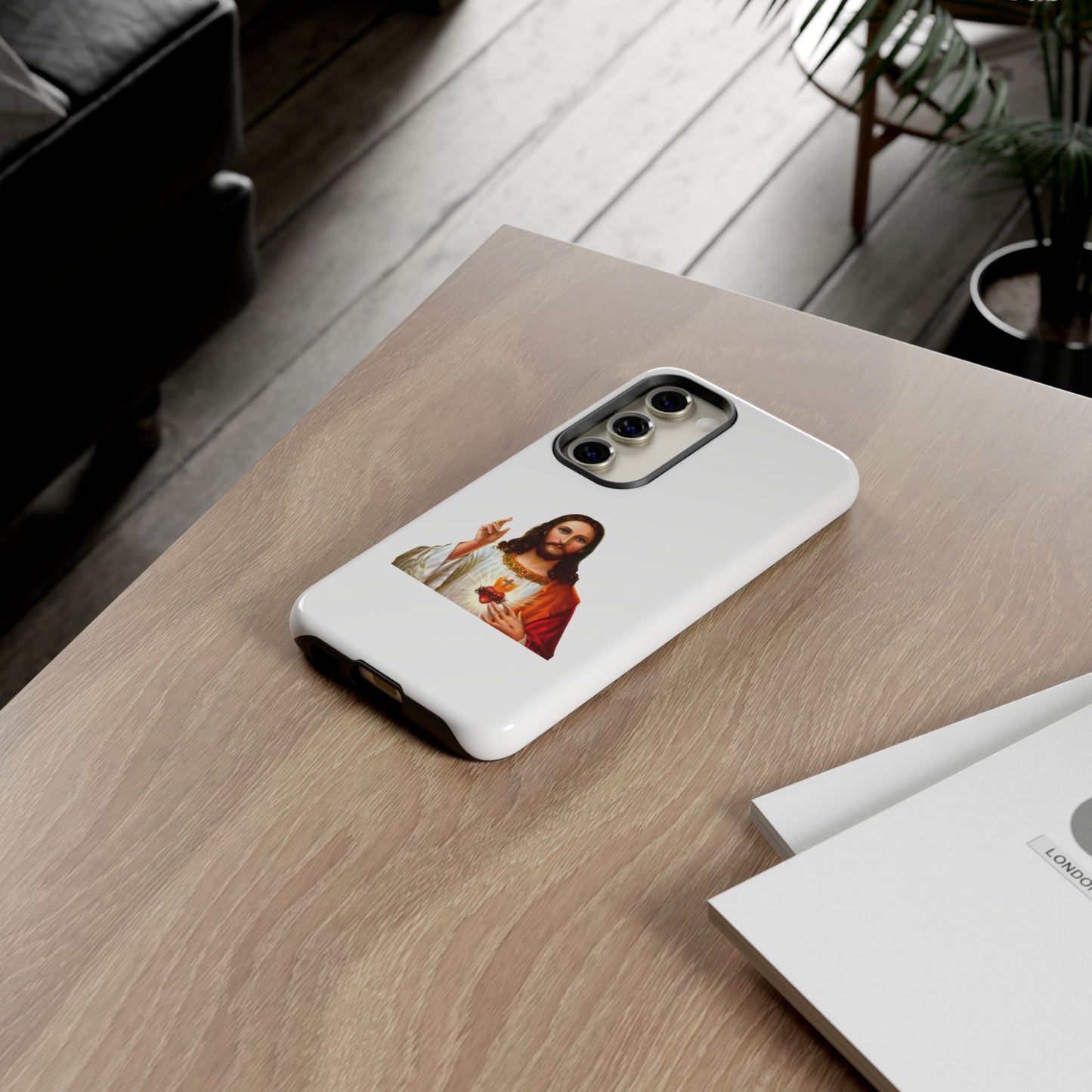 Artistic Phone Case Featuring Jesus, Tough Phone Case, Christian Gift, Religious Phone Cover, Inspirational Phone Accessory, Unique Jesus