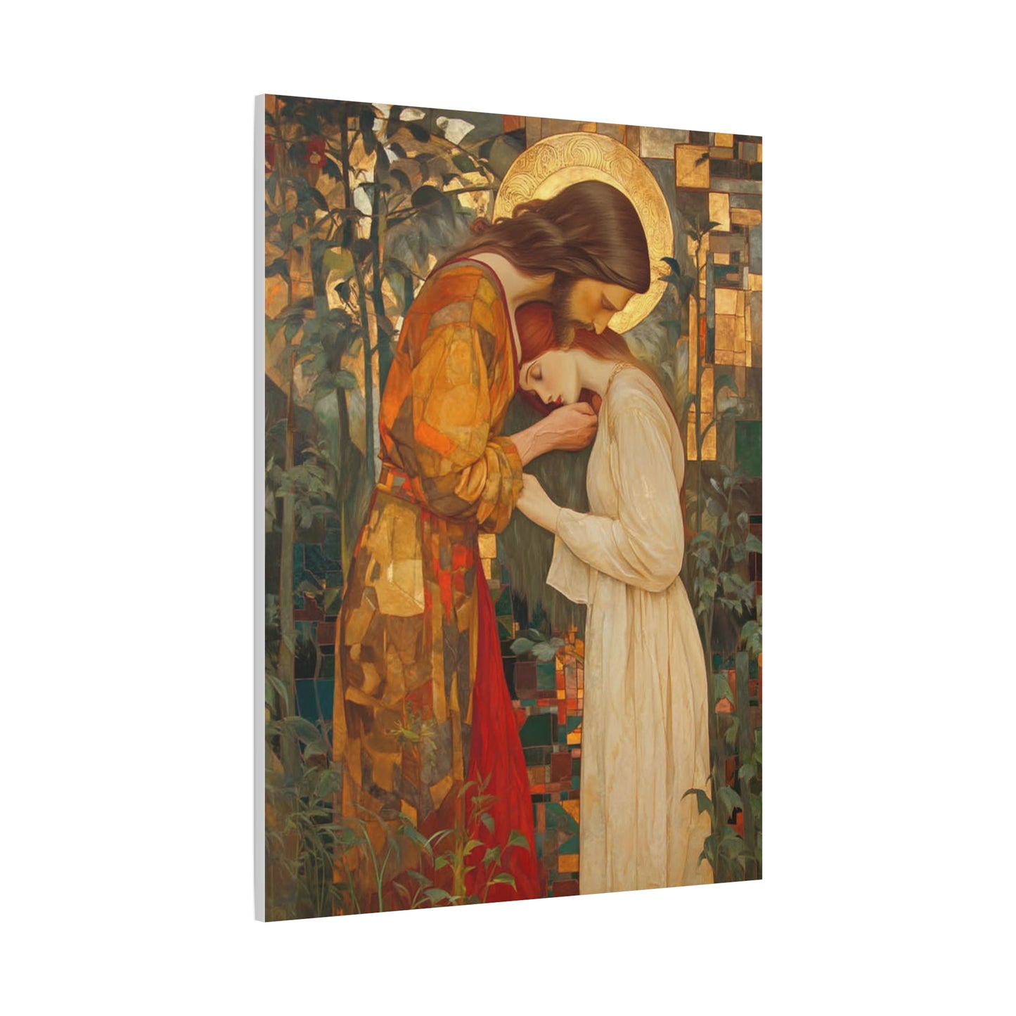 Healing Love - Christ Embracing Mary Magdalene Catholic Canvas Wall Art, Christian Decor
