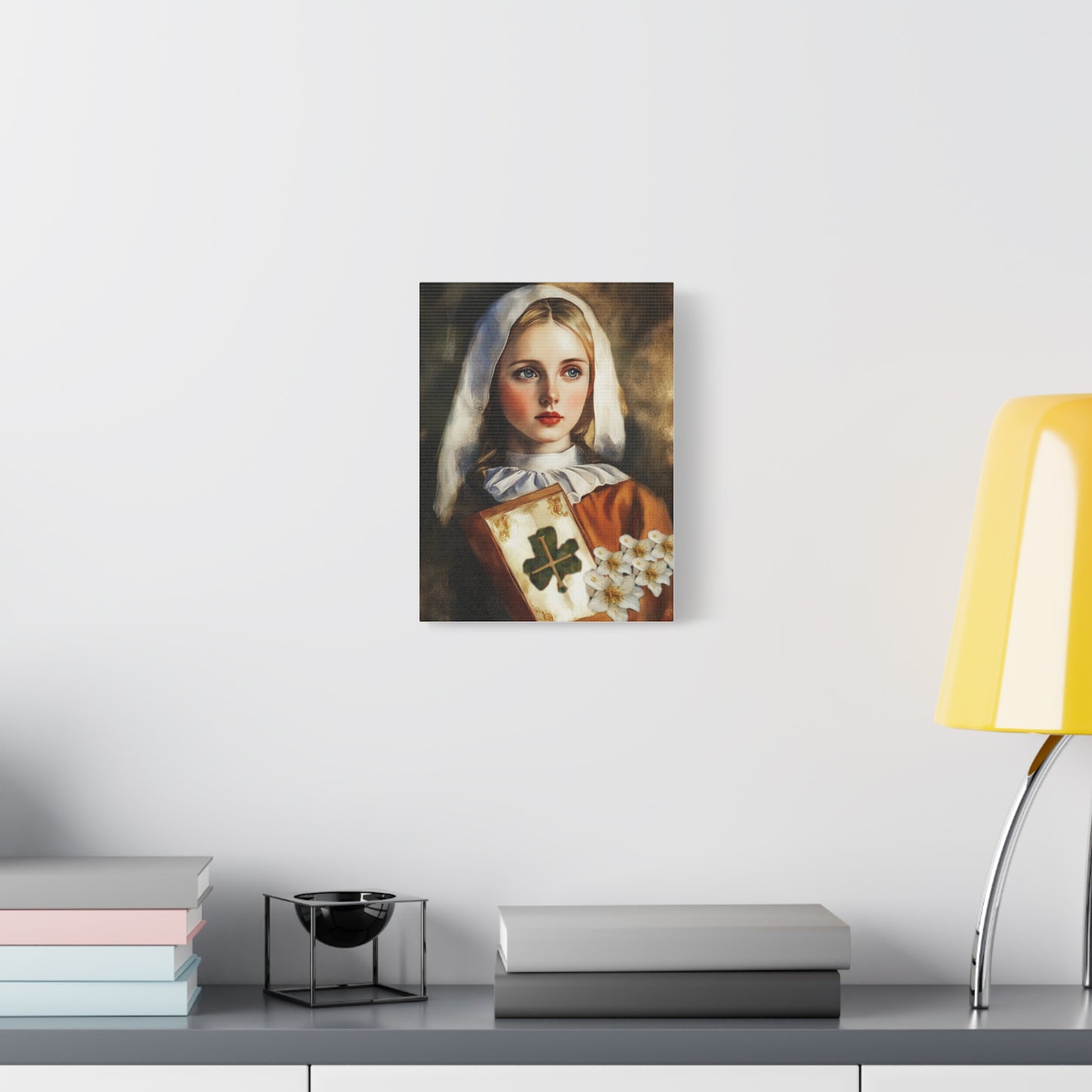 St. Dymphna Catholic Canvas Wall Art, Christian Decor