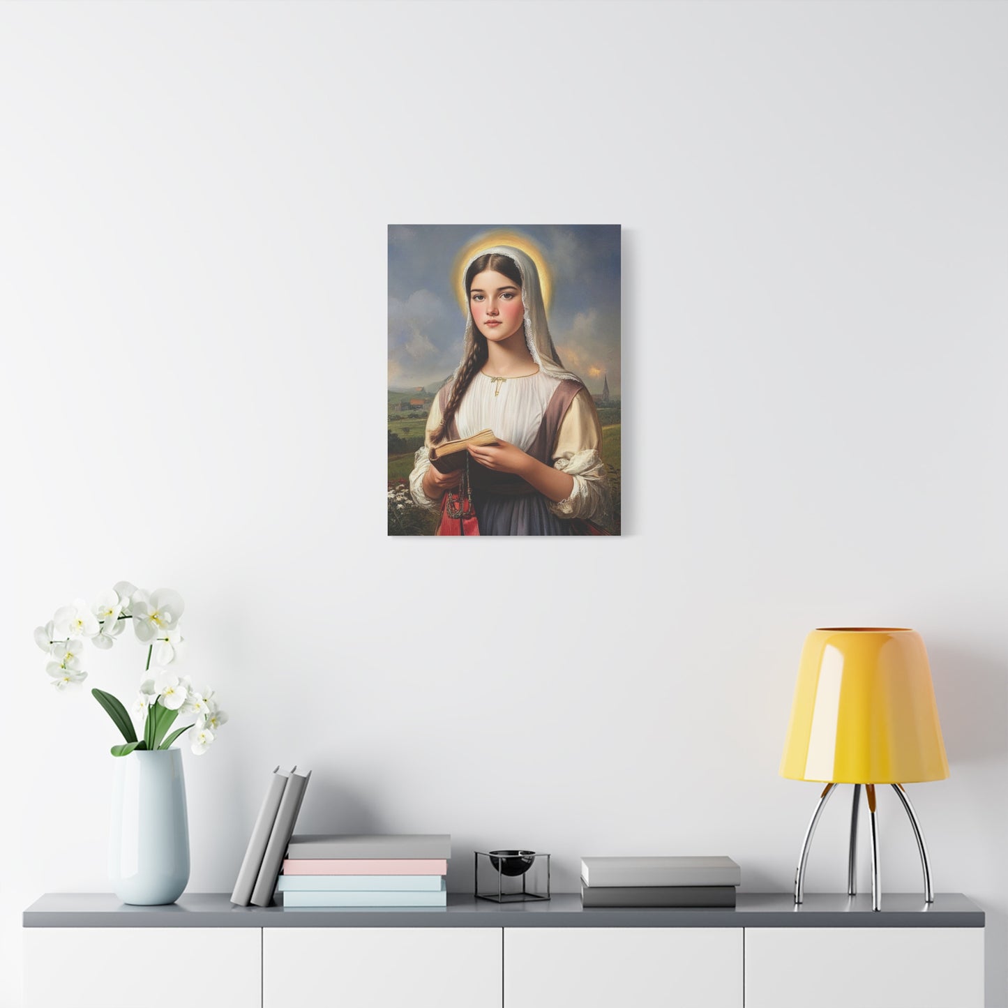 St. Genevieve Catholic Canvas Wall Art, Christian Decor