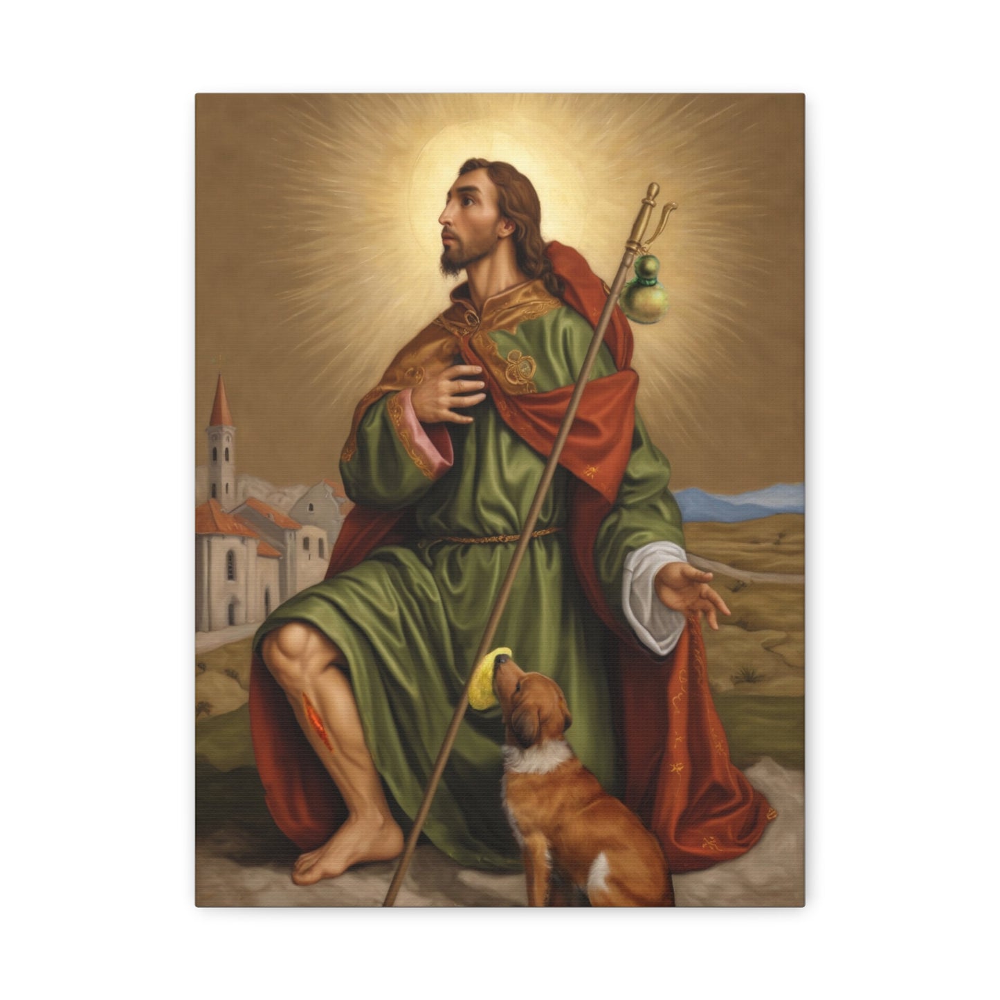 Ready To Hang - St. Roch Rocco Catholic Canvas Wall Art, Christian Decor