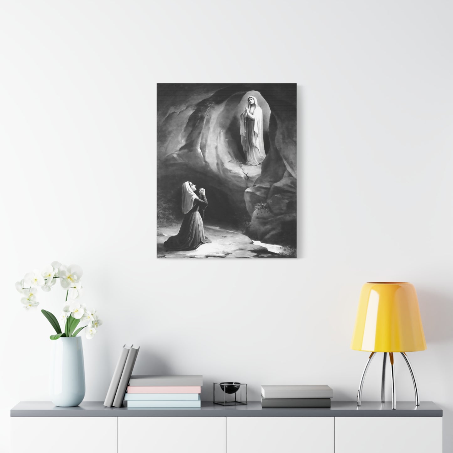 Ready to Hang - Our Lady of Lourdes St. Bernadette Soubirous Catholic Canvas Wall Art, Christian Decor