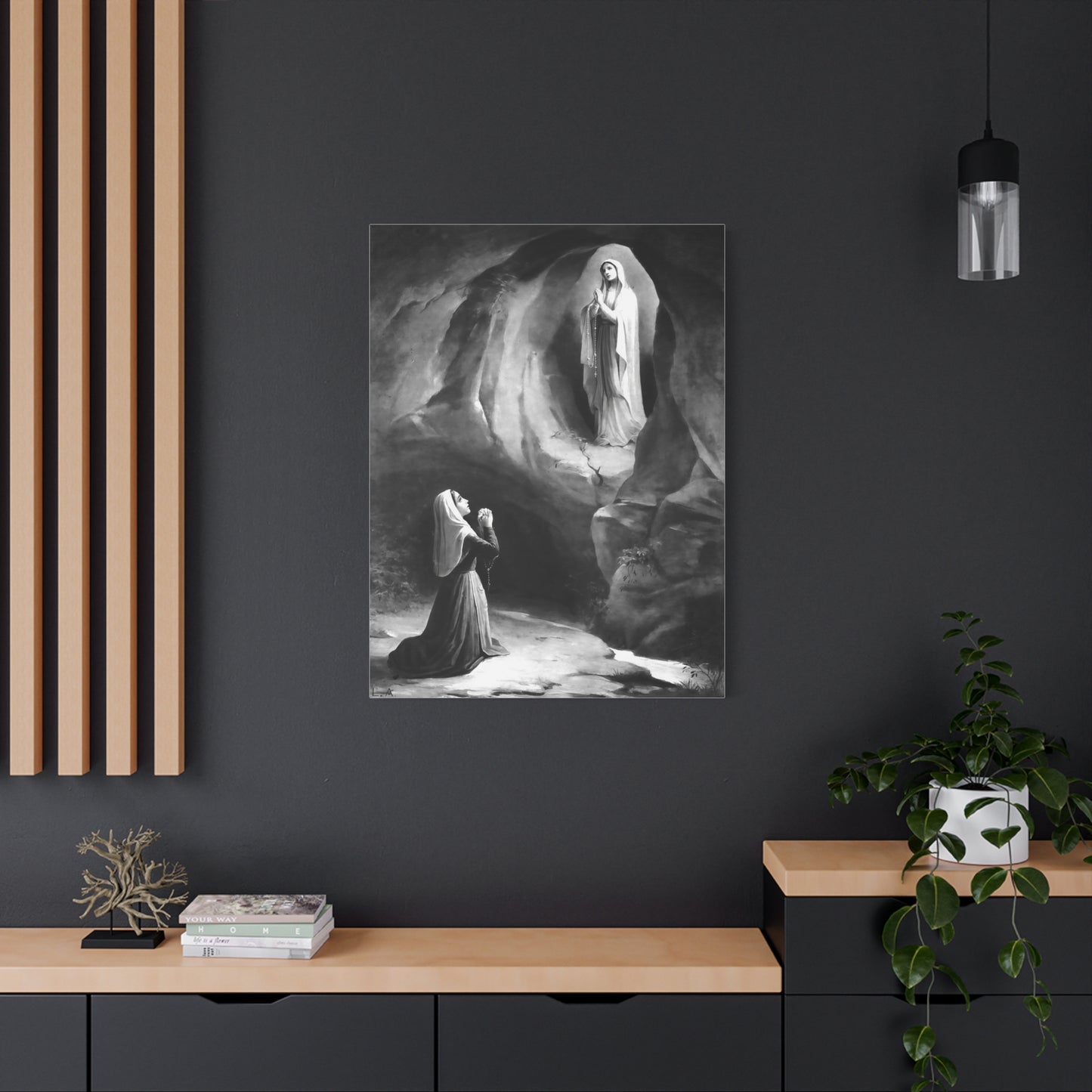 Ready to Hang - Our Lady of Lourdes St. Bernadette Soubirous Catholic Canvas Wall Art, Christian Decor