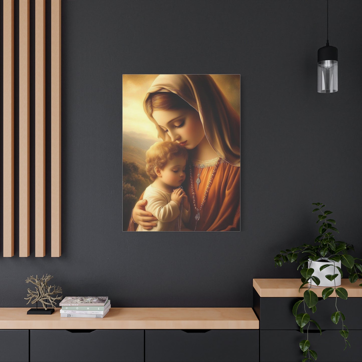 Mother Mary and Baby Jesus Catholic Canvas Wall Art, Christian Decor