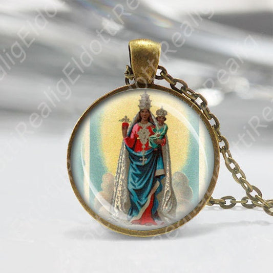 Black Madonna of Oropa Catholic Necklace Medal Mary and Jesus Heart Pendant Jewelry NEW