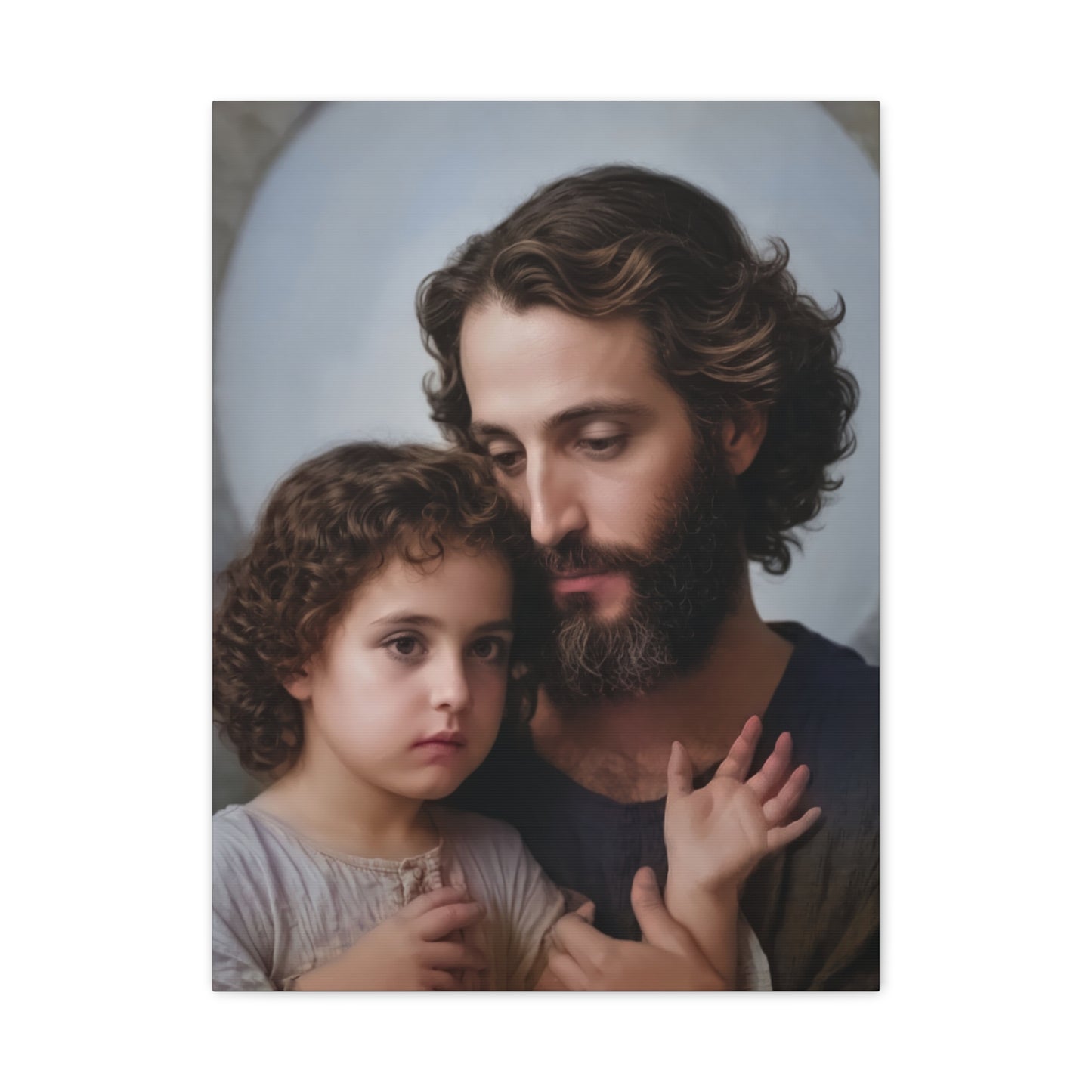 St. Joseph and Baby Jesus Catholic Canvas Wall Art, Print Christian Decor