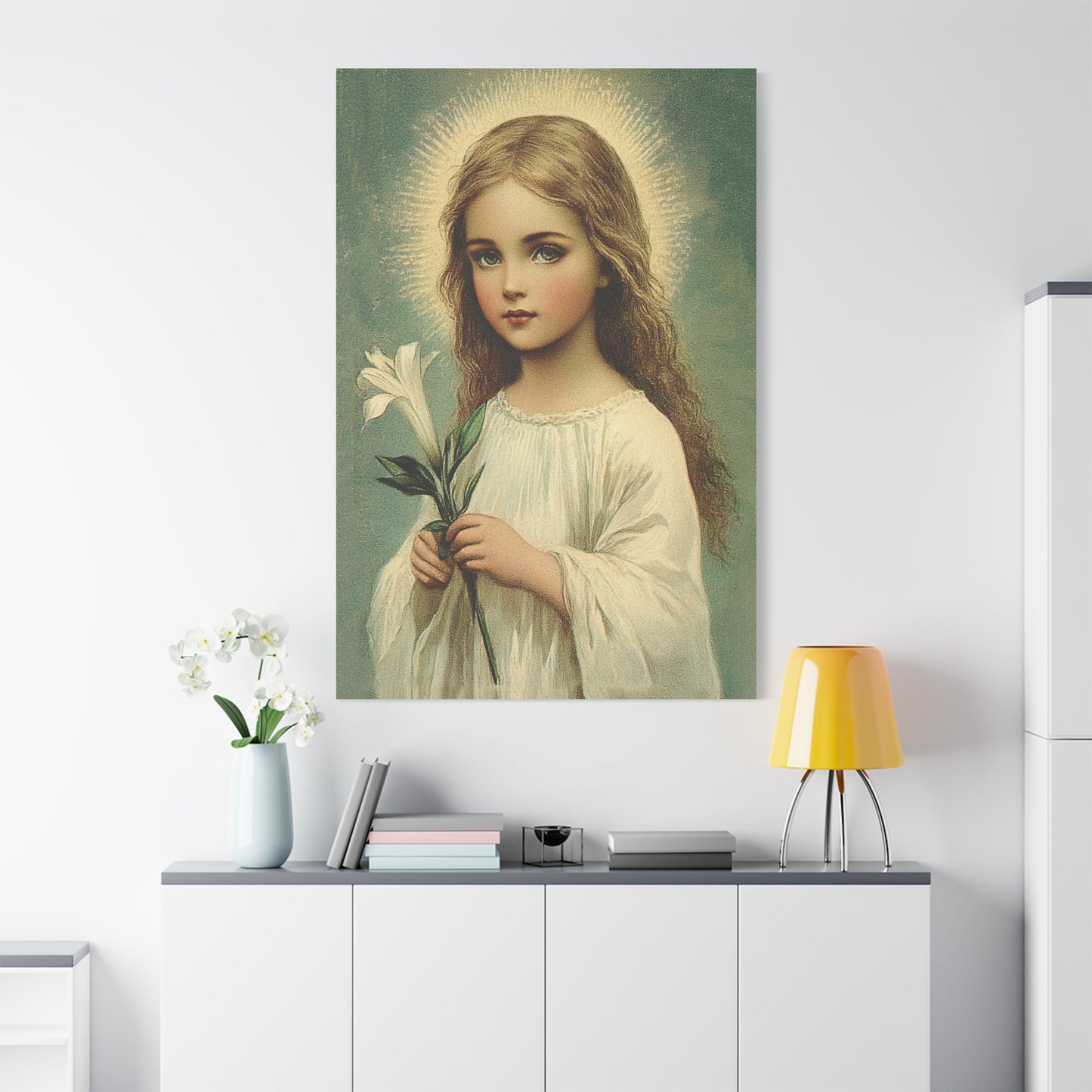 Child Mary Catholic Canvas Wall Art, Christian Decor
