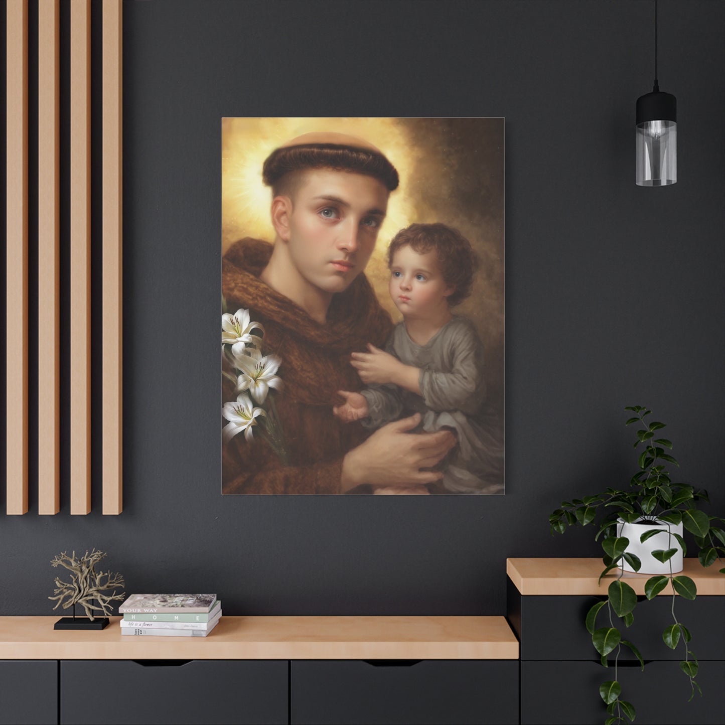 St Anthony with Jesus Canvas Print, Catholic Decor Wall, Gift Religious Christian