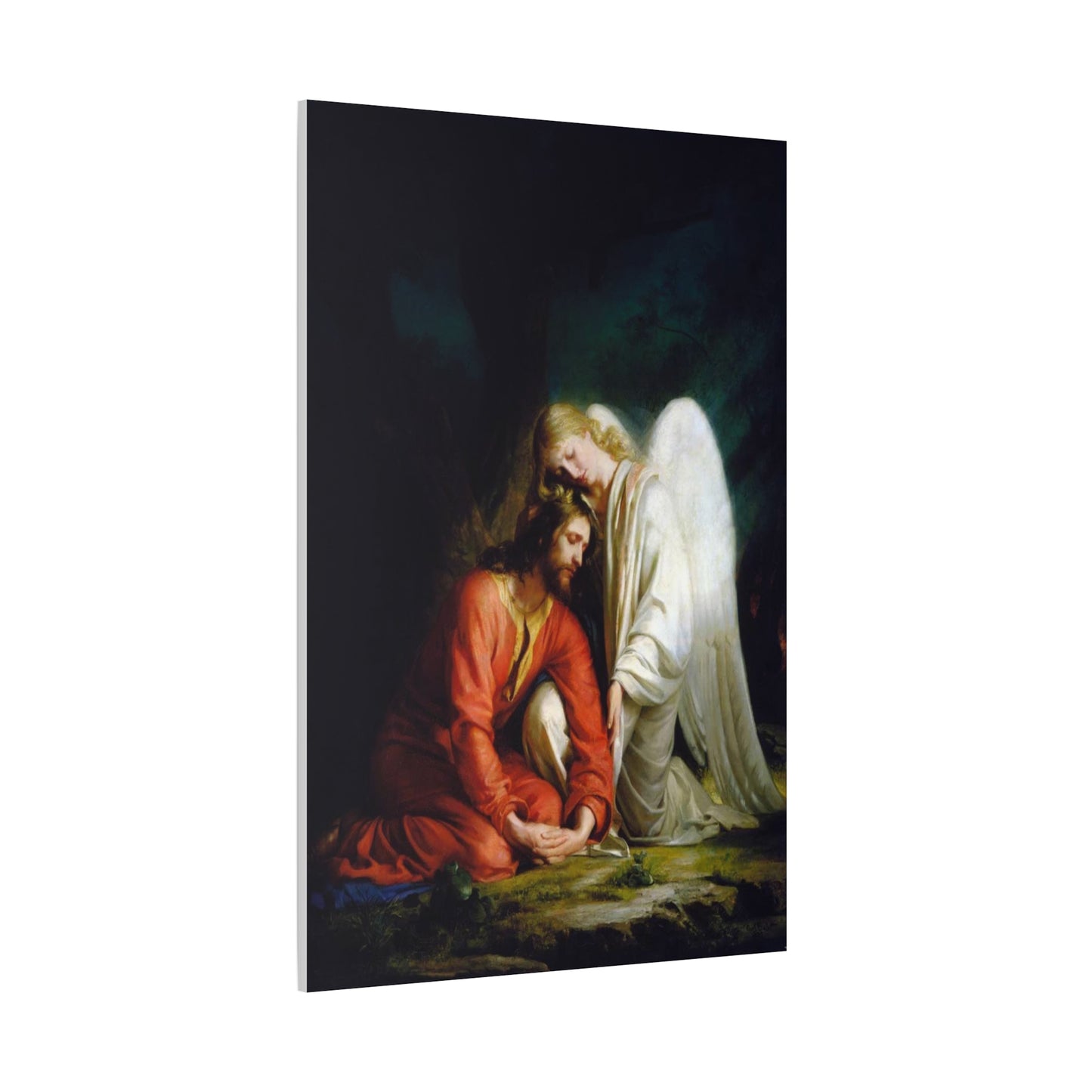 Ready To Hang - Bloch Gethsemane Jesus and Angel Praying - Agony in the Garden Catholic Canvas Wall Art, Christian Decor