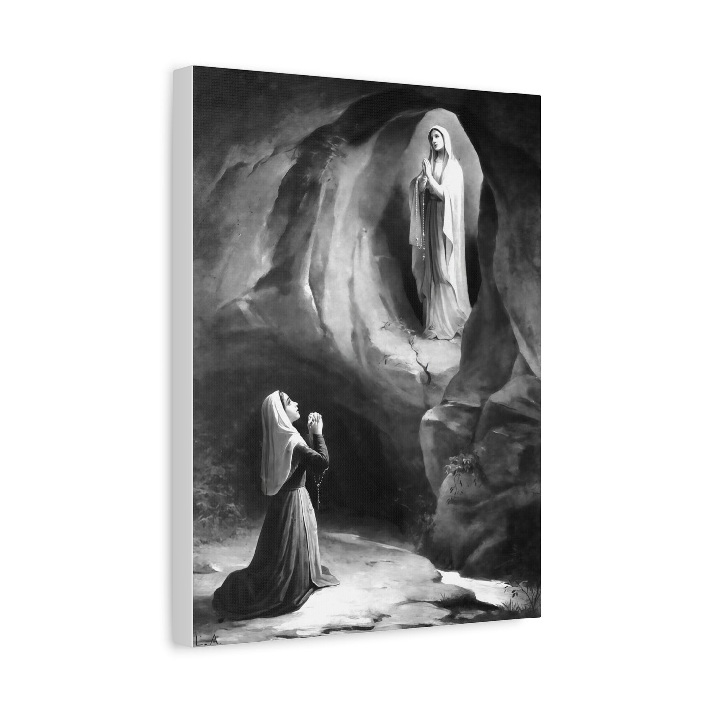 Ready to Hang - Our Lady of Lourdes St. Bernadette Soubirous Catholic Canvas Wall Art, Christian Decor