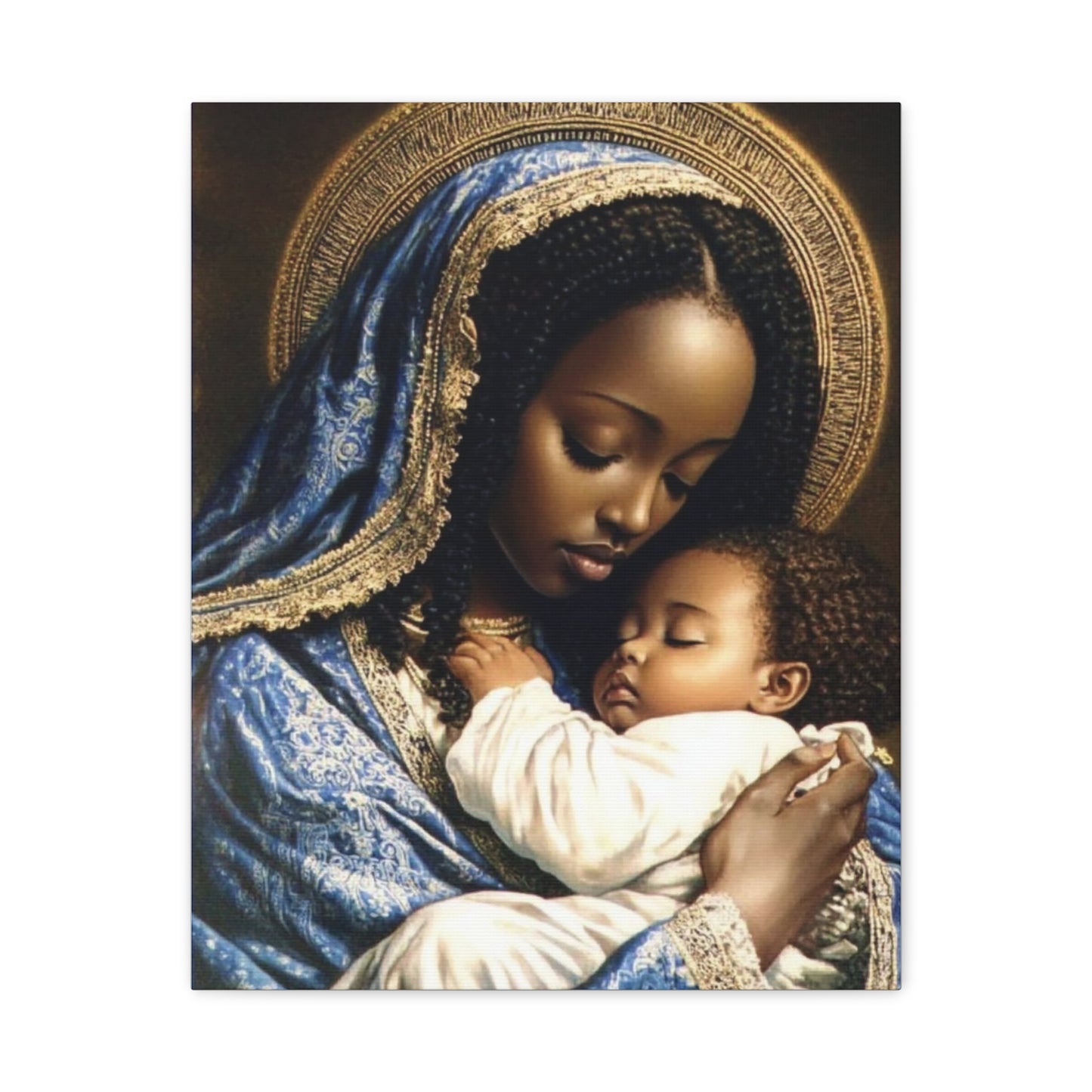 african mother mary with babyCanvas Wall Art, Christian Decor
