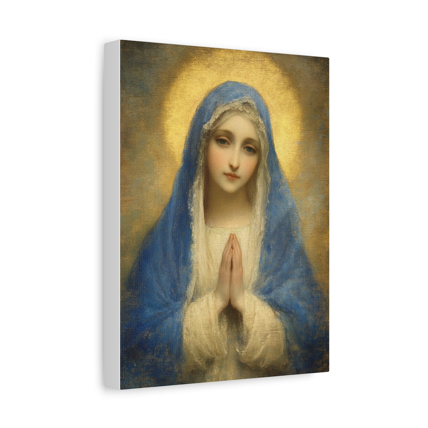 Mother Mary Blue Veil Catholic Canvas Wall Art, Christian Decor