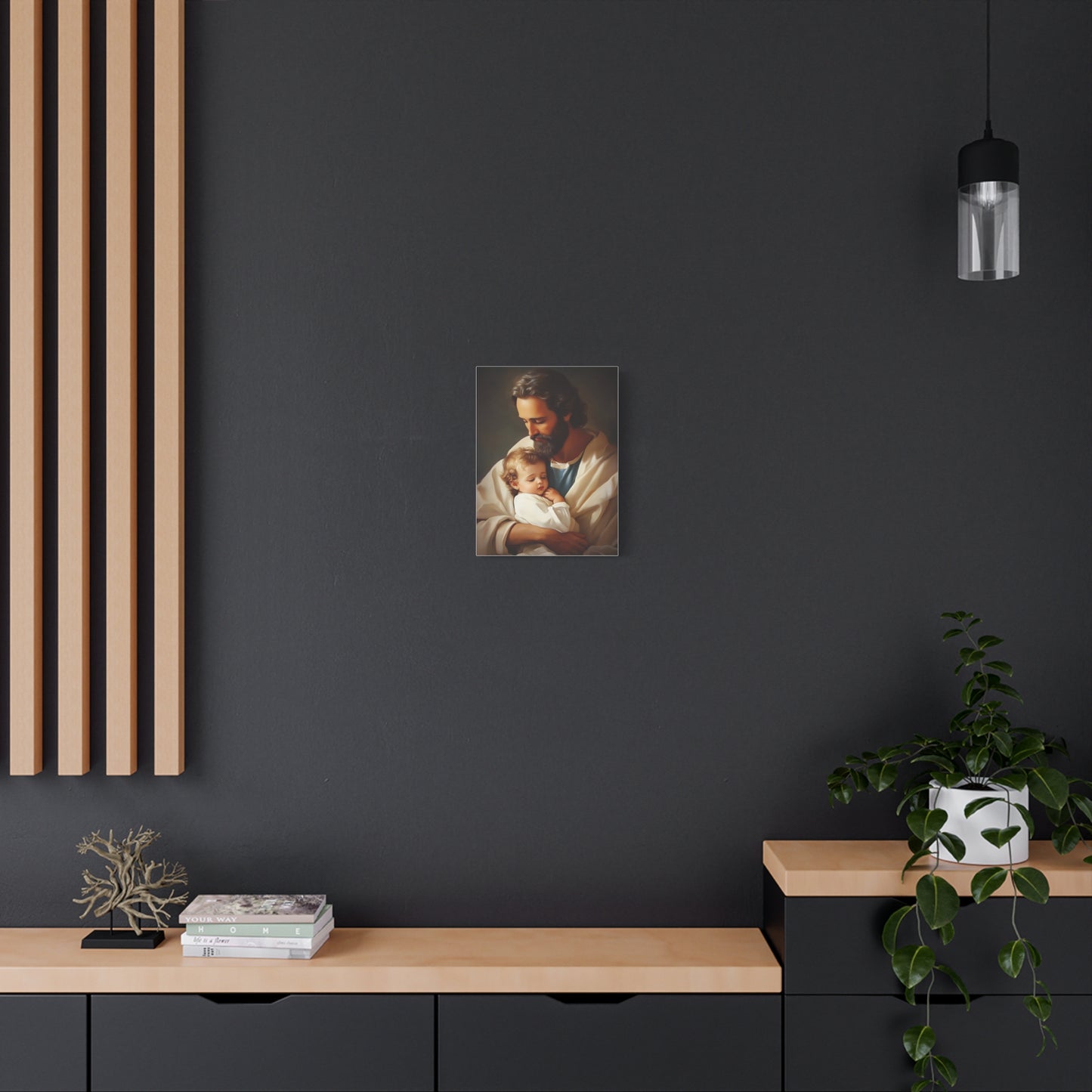 St. Joseph and Jesus Catholic Canvas Wall Art, Christian Decor