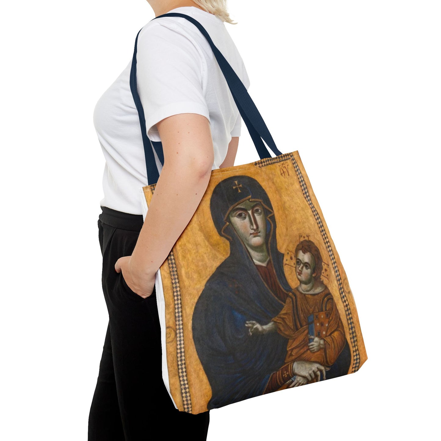 Salus Populi Romani Floral Tote Bag | Catholic Eco-Friendly Shopper | Gift for Spirituality Lovers