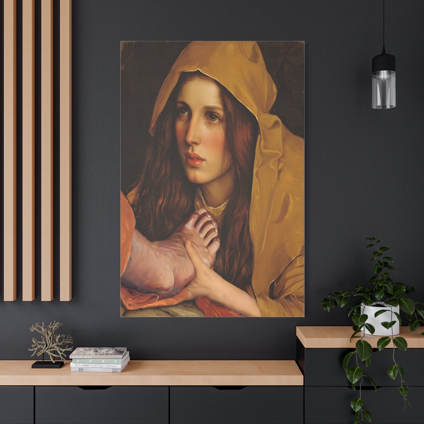 St. Mary Magdalene Anointing Jesus Feet Catholic Canvas Wall Art, Christian Decor
