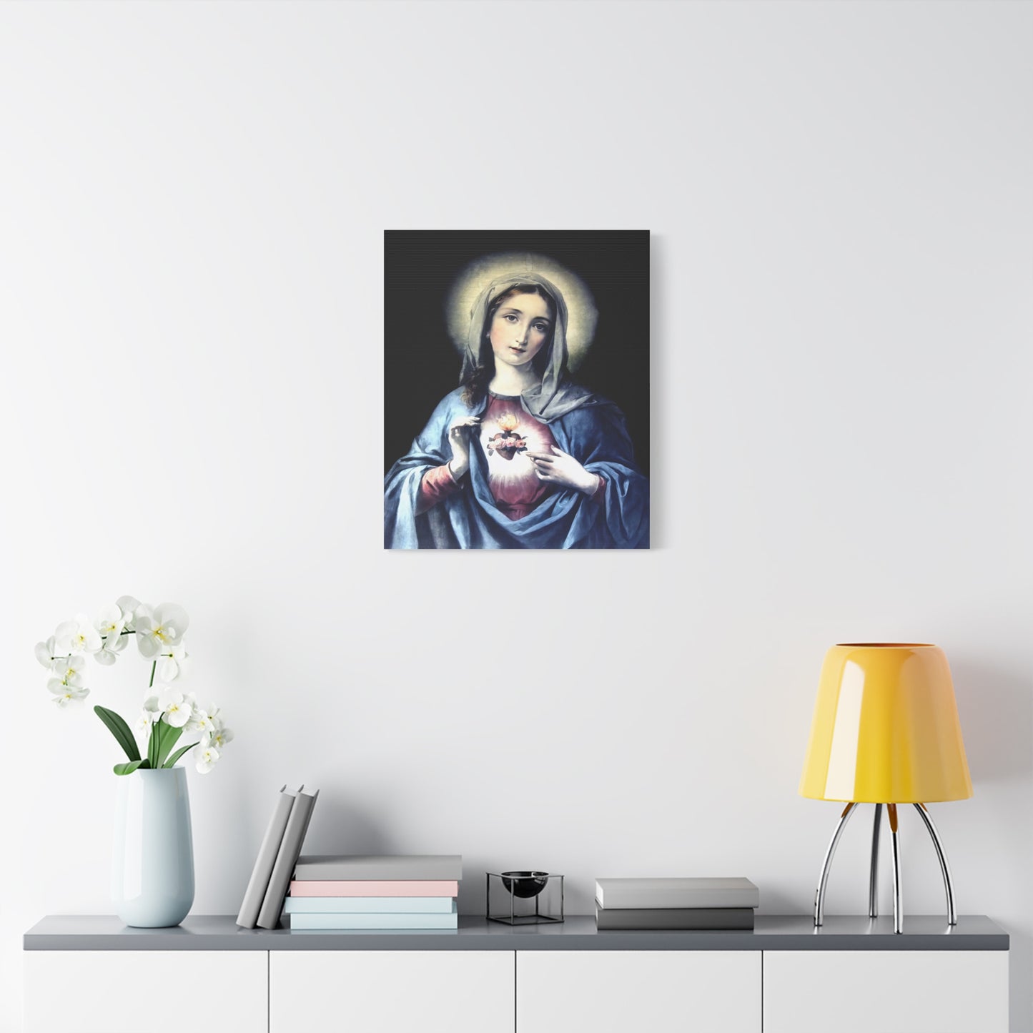 Ready to Hang - Immaculate Heart Virgin Mary Catholic Canvas Wall Art, Christian Decor
