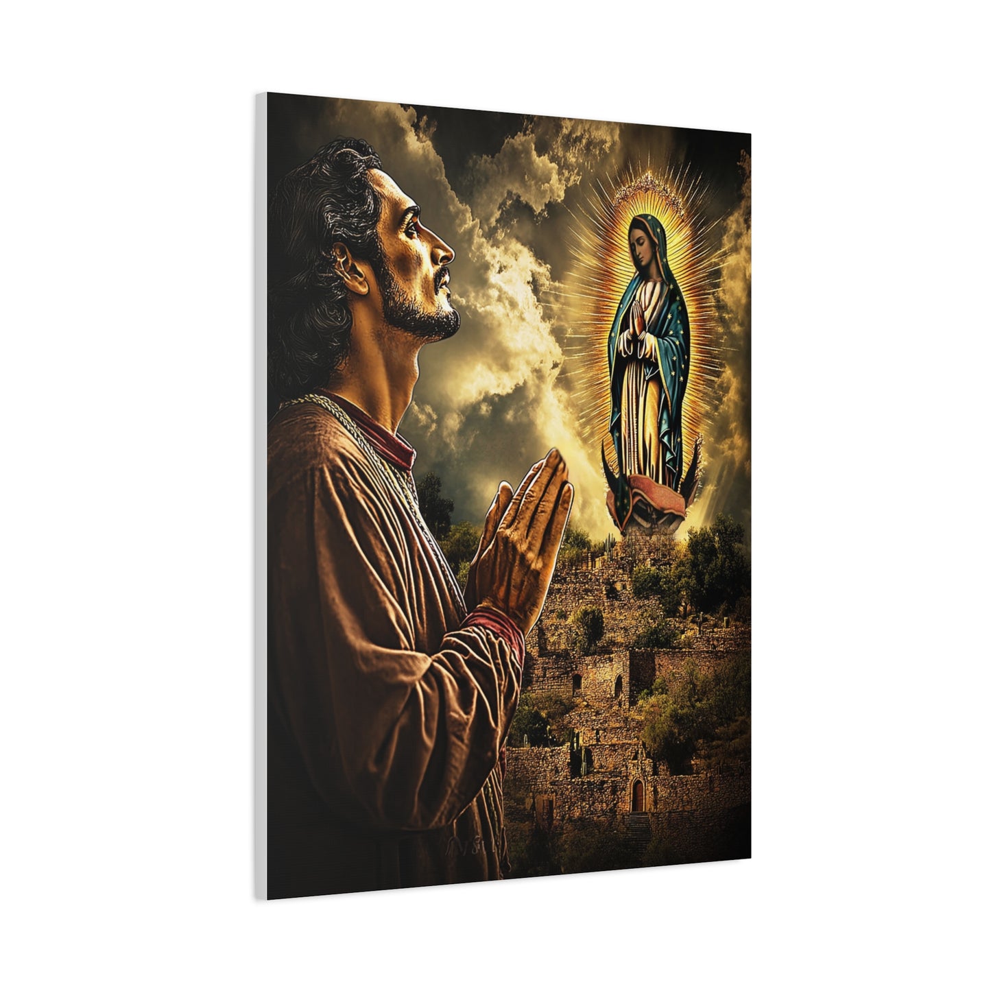 St. Juan Diego Our Lady of Guadalupe Catholic Canvas Wall Art, Christian Decor