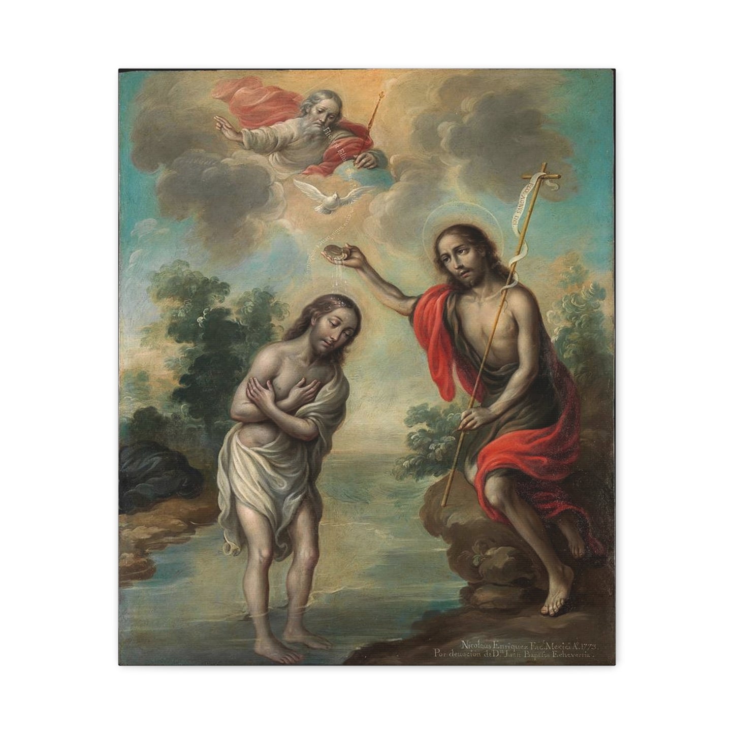The Baptism of Christ Jesus Catholic HQ Print on Canvas Ready To Hang - Virgin Mary Canvas