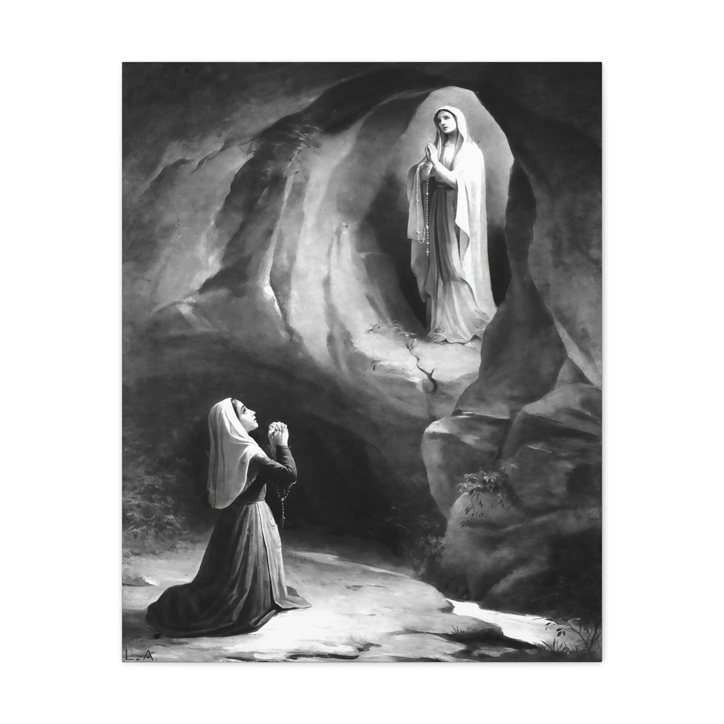Ready to Hang - Our Lady of Lourdes St. Bernadette Soubirous Catholic Canvas Wall Art, Christian Decor