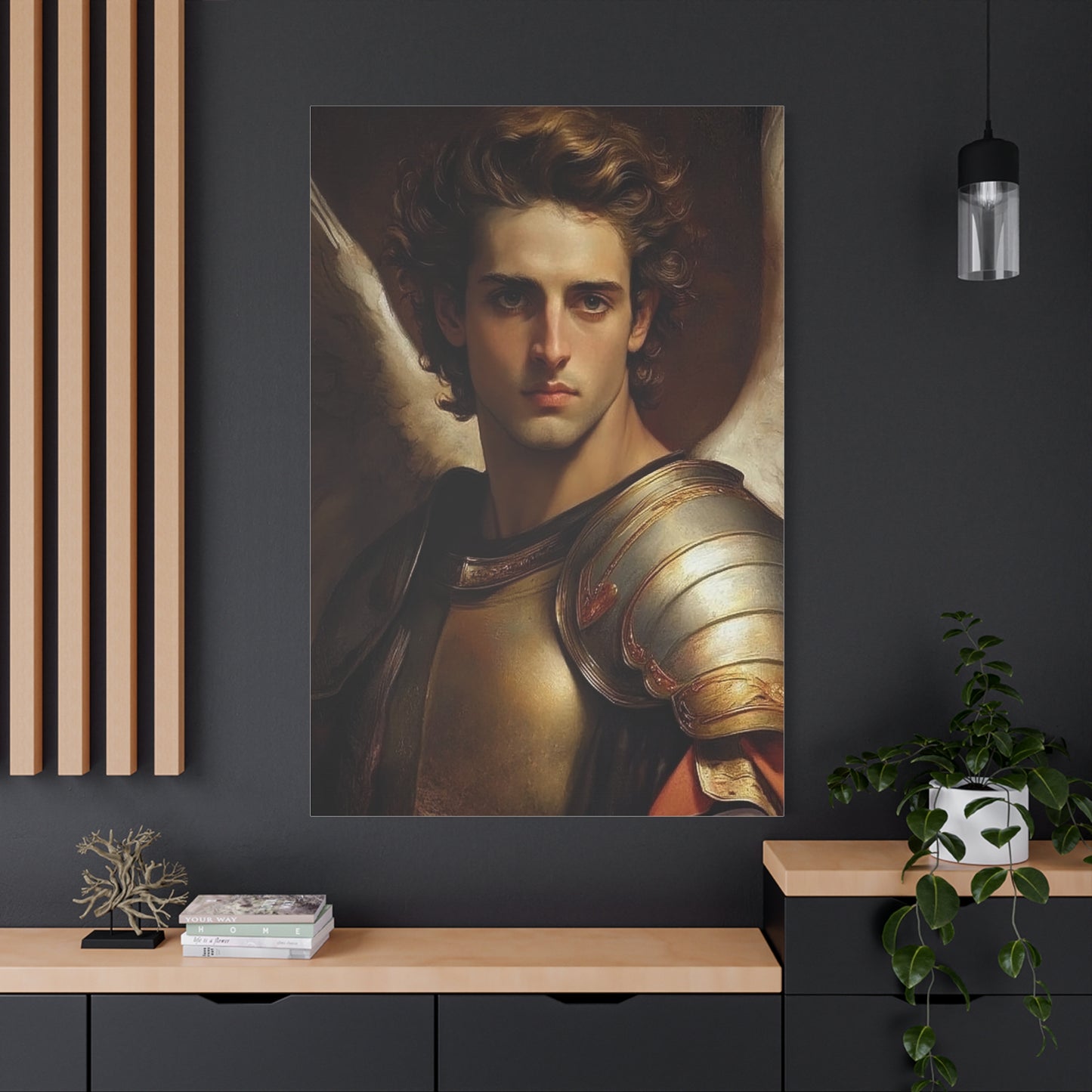 Michael the Archangel Catholic Canvas Wall Art, Christian Decor