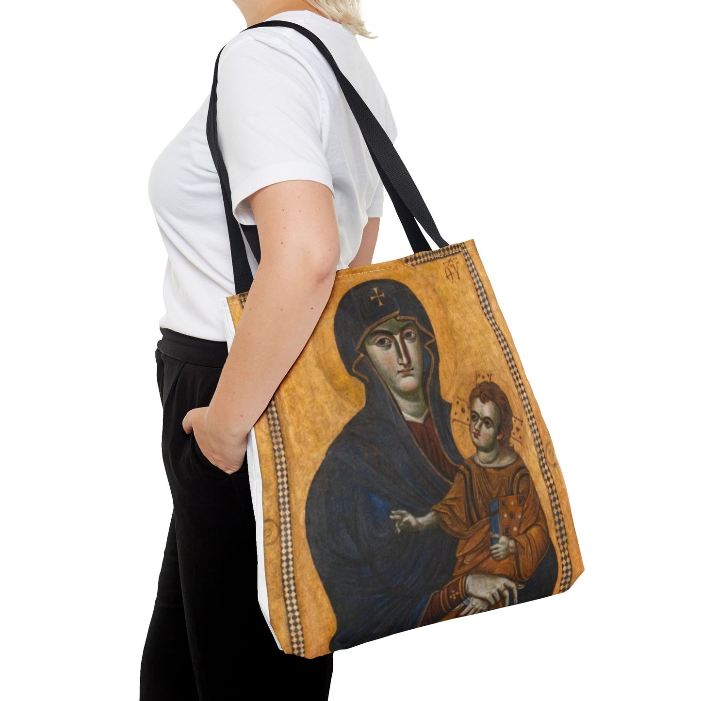 Salus Populi Romani Floral Tote Bag | Catholic Eco-Friendly Shopper | Gift for Spirituality Lovers
