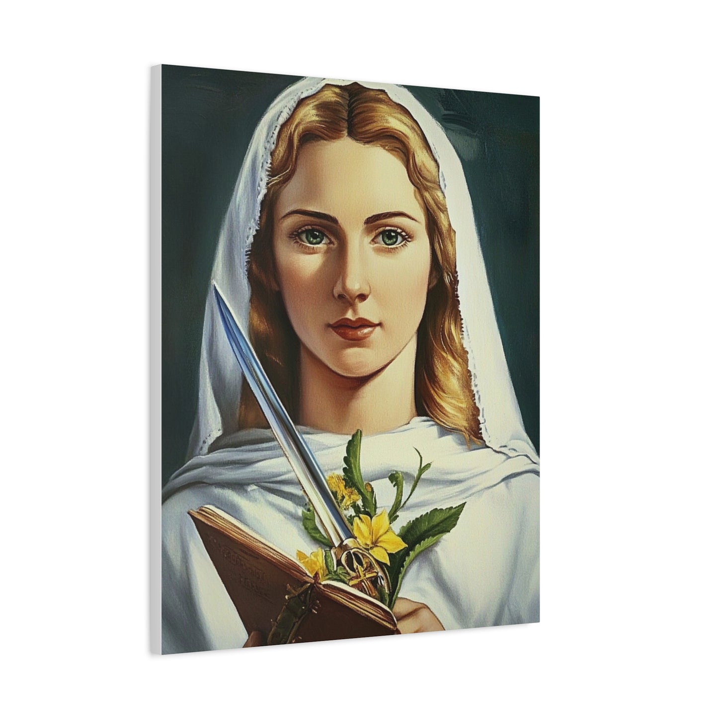 St. Dymphna Catholic Canvas Wall Art, Christian Decor