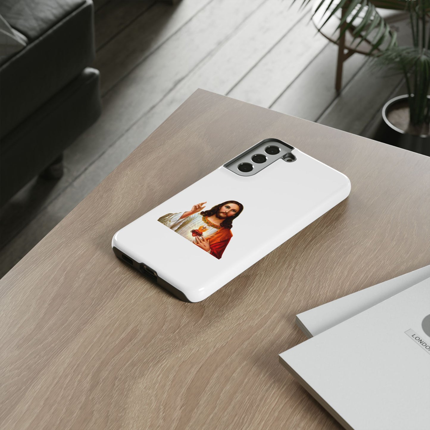 Artistic Phone Case Featuring Jesus, Tough Phone Case, Christian Gift, Religious Phone Cover, Inspirational Phone Accessory, Unique Jesus