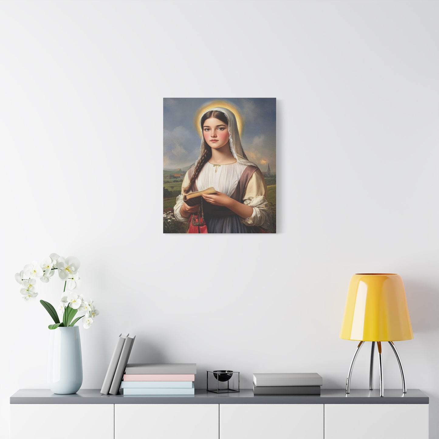 St. Genevieve Catholic Canvas Wall Art, Christian Decor