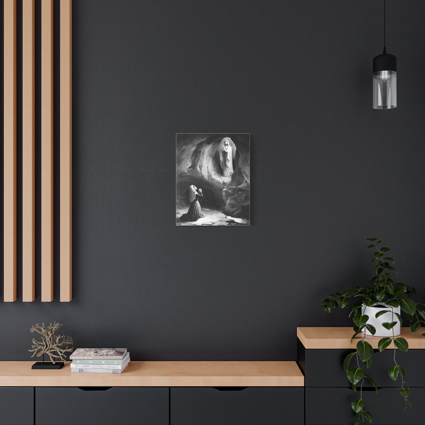Ready to Hang - Our Lady of Lourdes St. Bernadette Soubirous Catholic Canvas Wall Art, Christian Decor