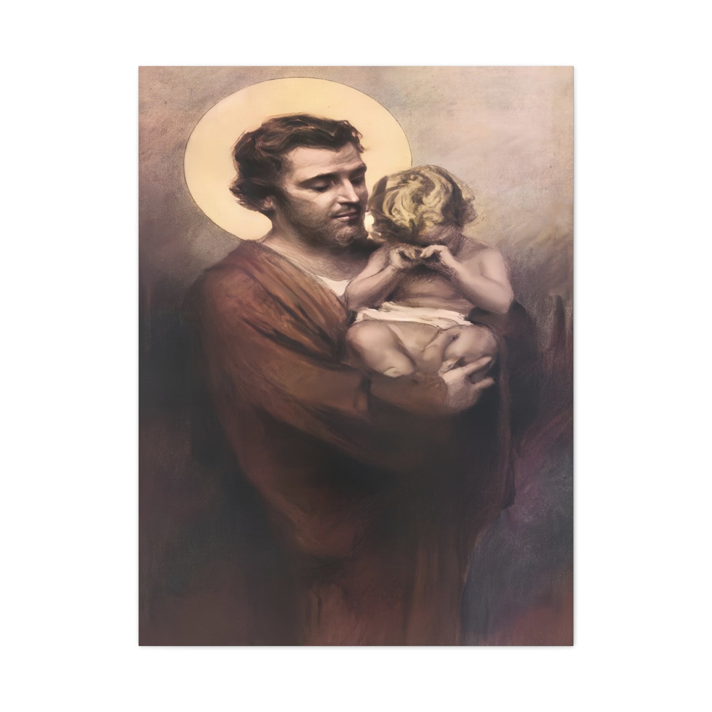 St. Joseph & Child Jesus Crying - Chambers - Catholic Canvas Wall Art, Christian Decor