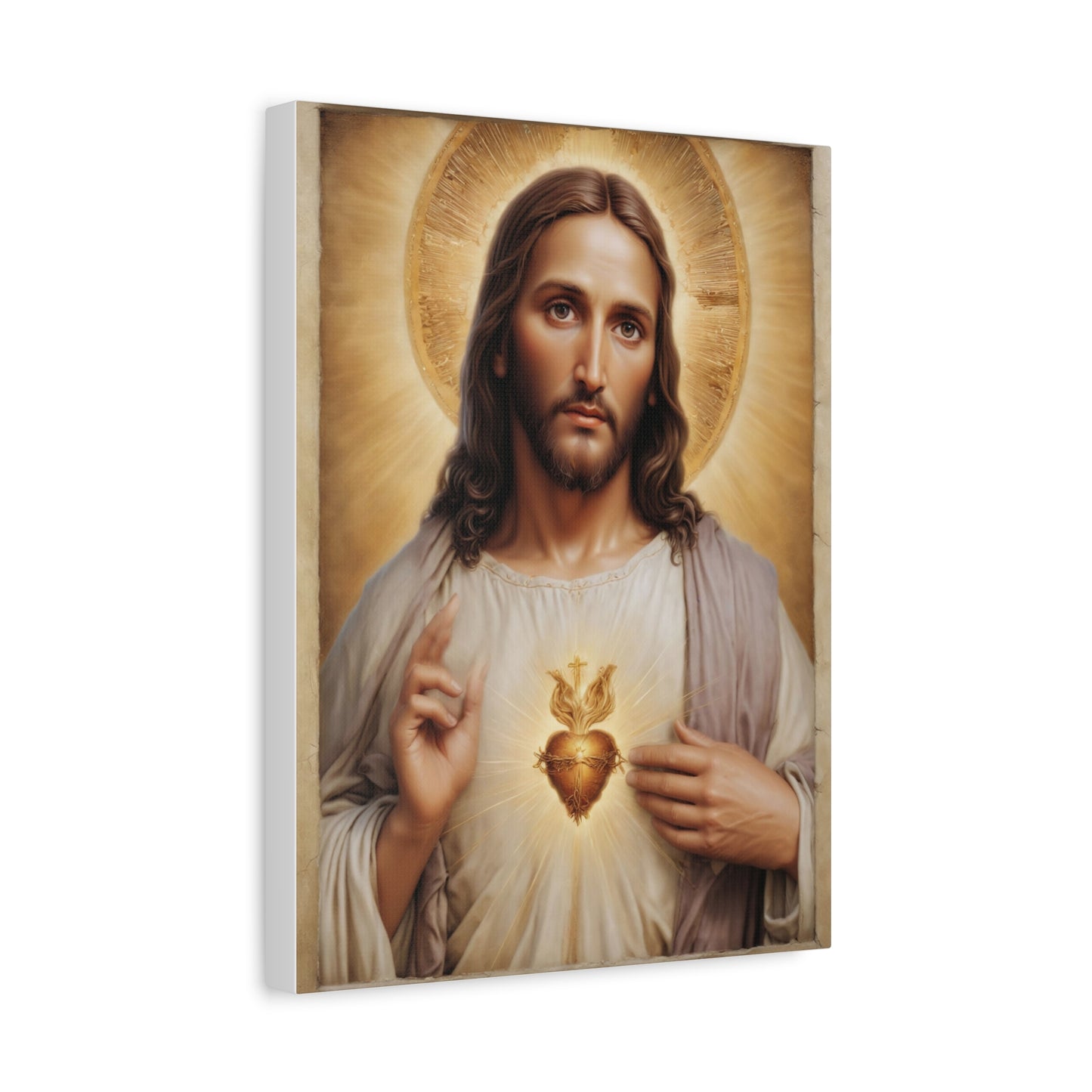 Jesus Christ Sacred Heart Catholic Canvas Wall Art, Christian Decor
