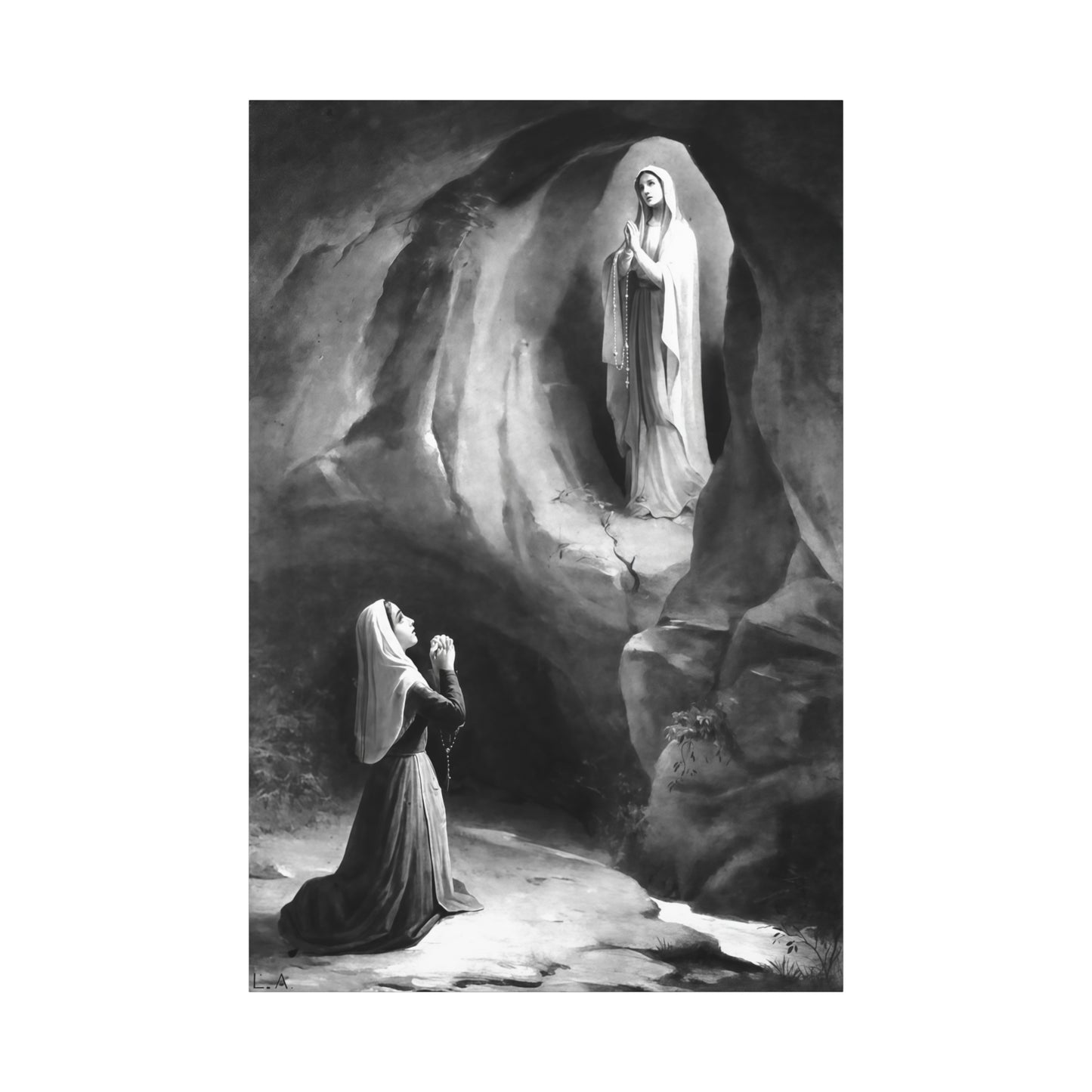 Ready to Hang - Our Lady of Lourdes St. Bernadette Soubirous Catholic Canvas Wall Art, Christian Decor