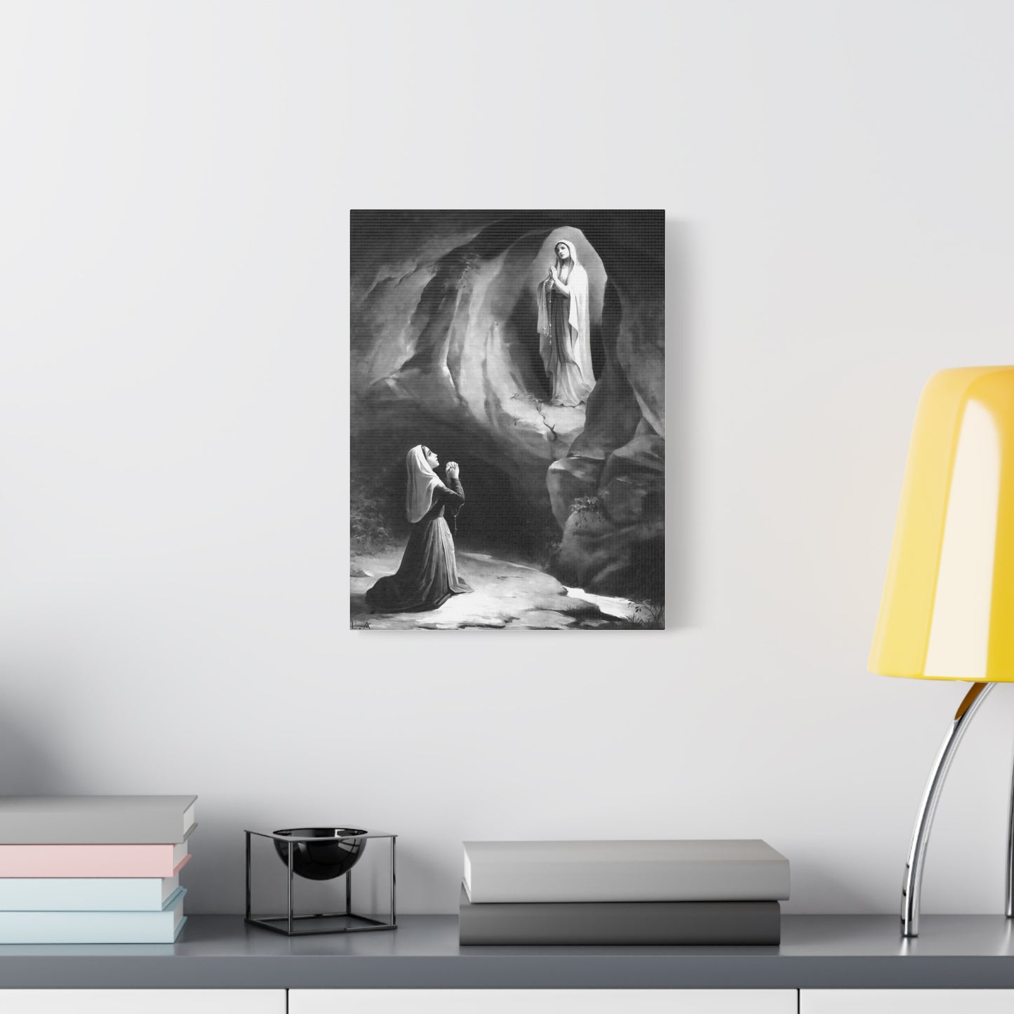 Ready to Hang - Our Lady of Lourdes St. Bernadette Soubirous Catholic Canvas Wall Art, Christian Decor