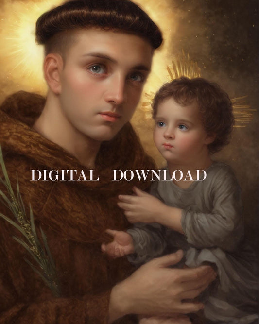 Saint Anthony with Baby Jesus Religious Art Digital Image Custom image 0