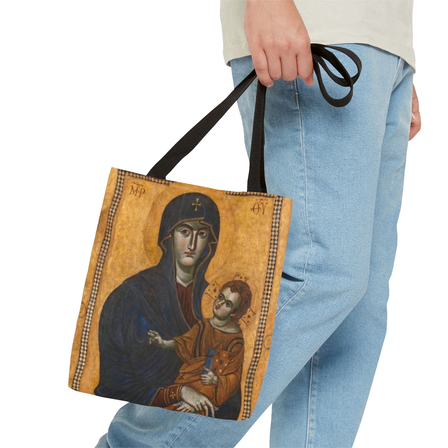 Salus Populi Romani Floral Tote Bag | Catholic Eco-Friendly Shopper | Gift for Spirituality Lovers