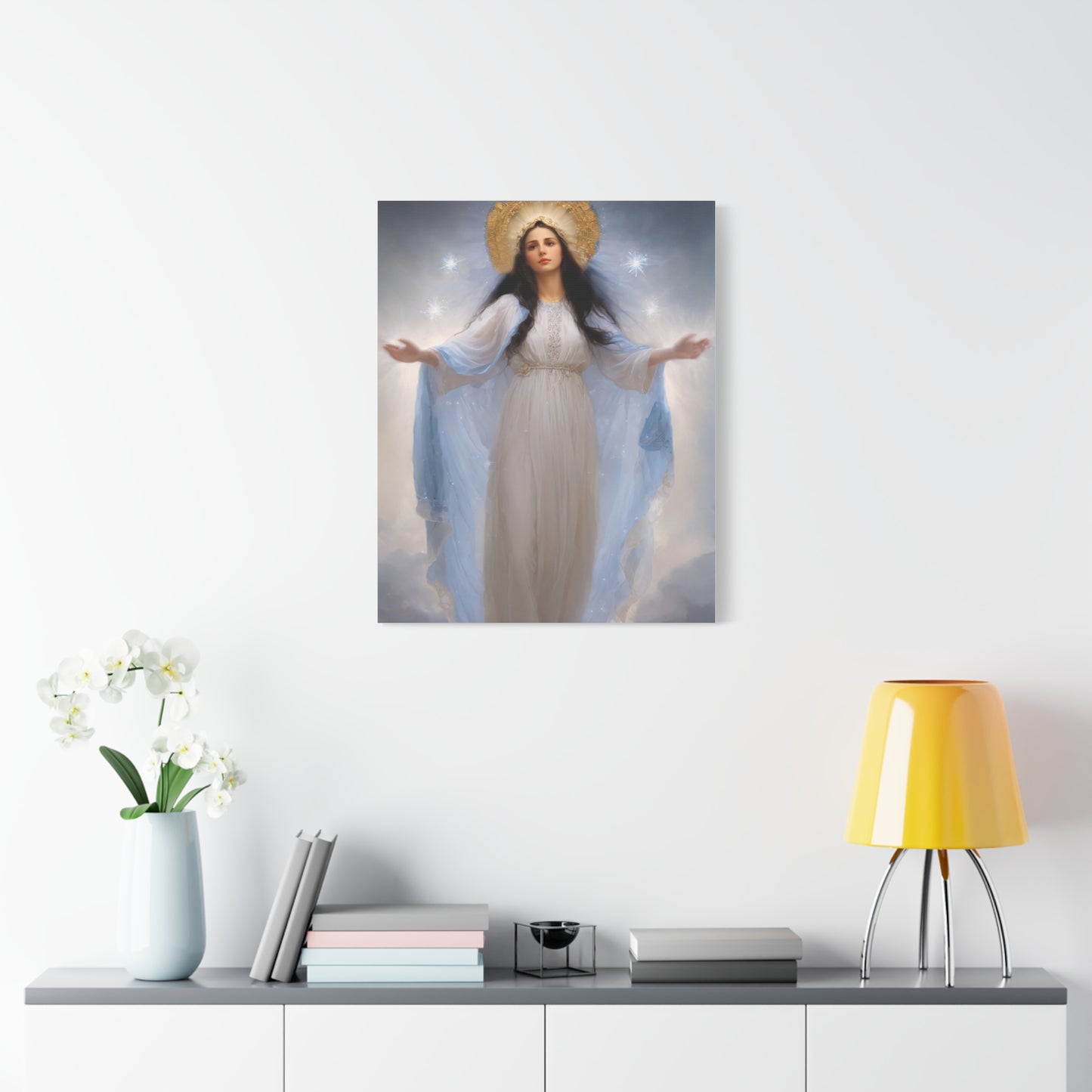 Ready to Hang - Our Lady of Stars Virgin Mary Catholic Canvas Wall Art, Christian Decor