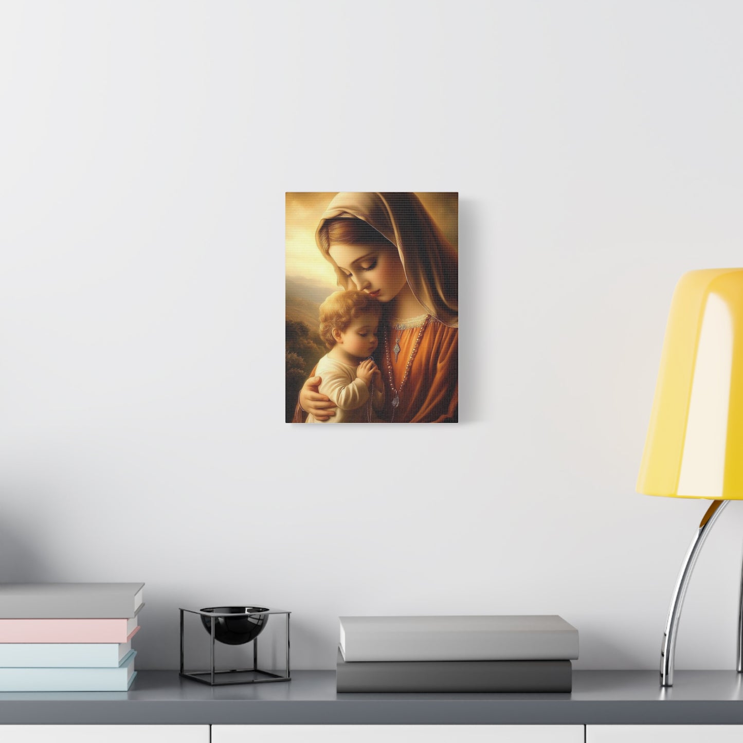 Mother Mary and Baby Jesus Catholic Canvas Wall Art, Christian Decor